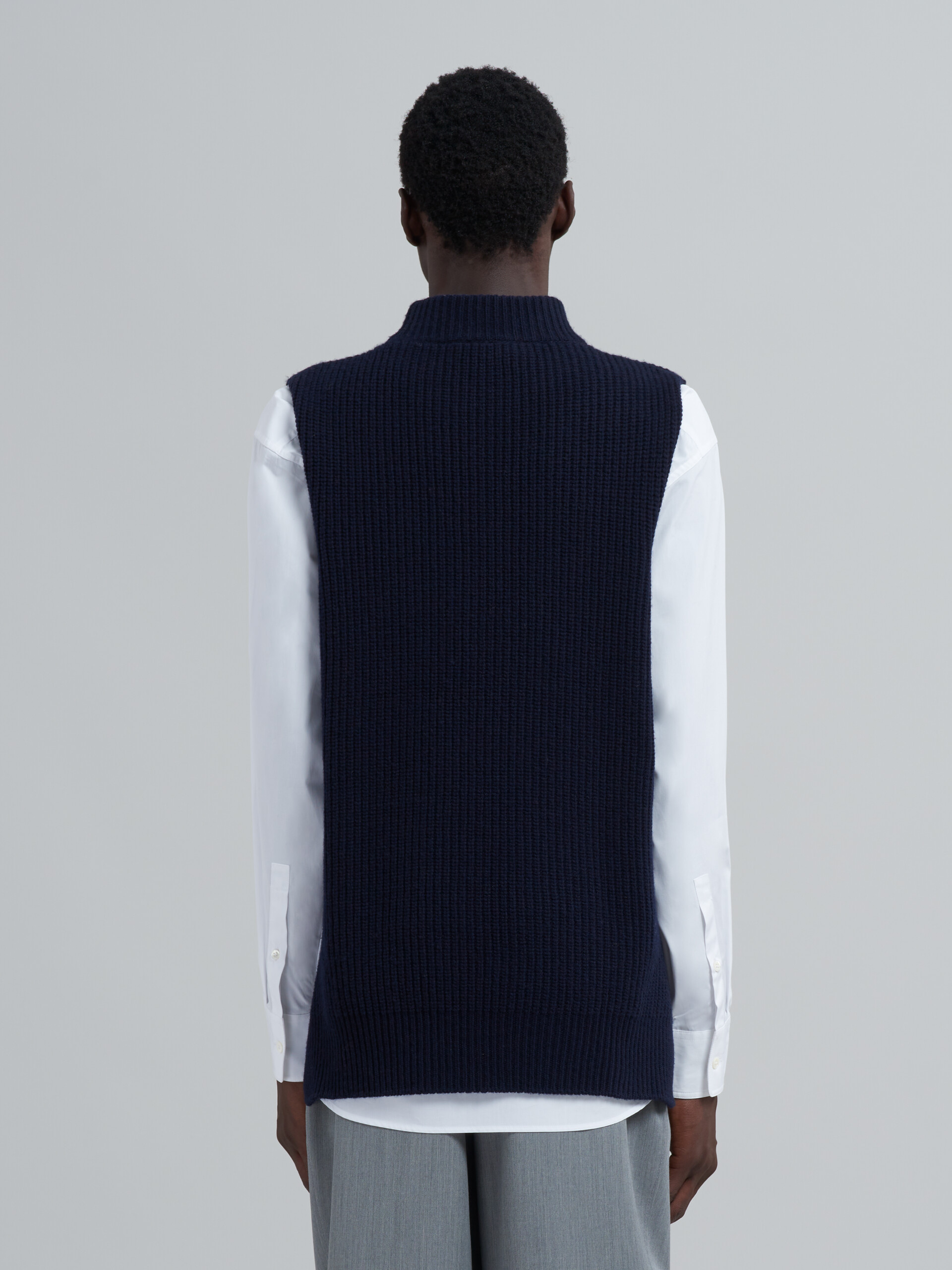 Asymmetric carded wool vest - Pullovers - Image 3
