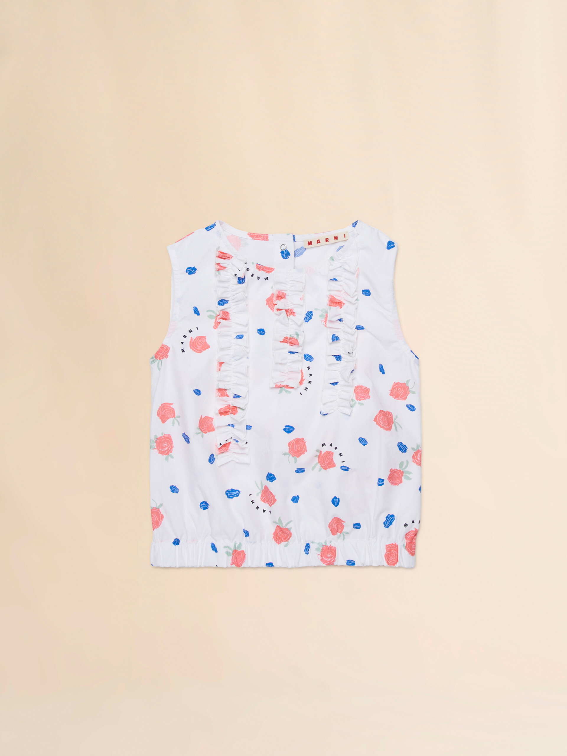 Top in cotone bianco con stampa Tea Time - Camicie - Image 1