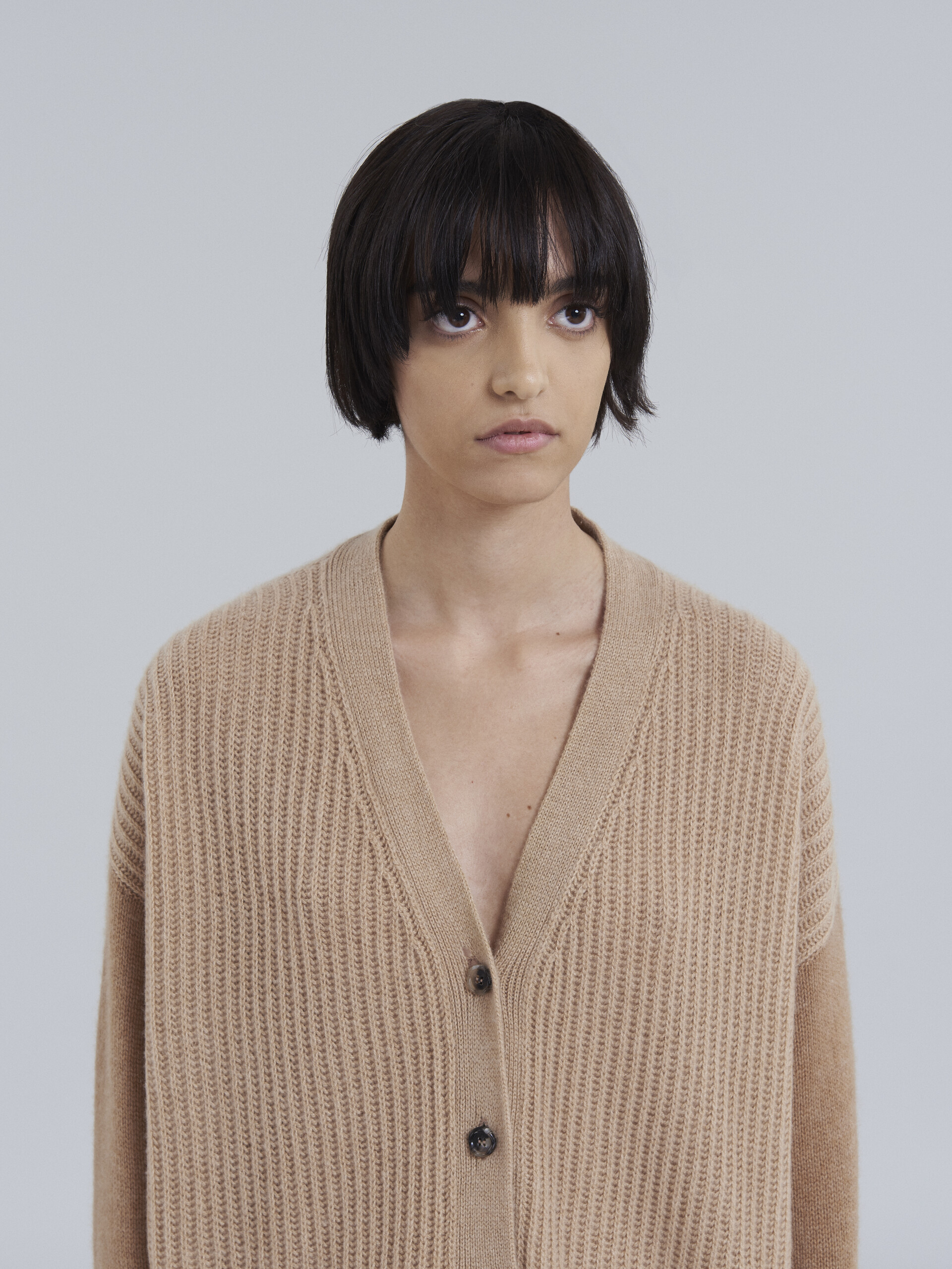 Brown cashmere V-neck cardigan - Pullovers - Image 4