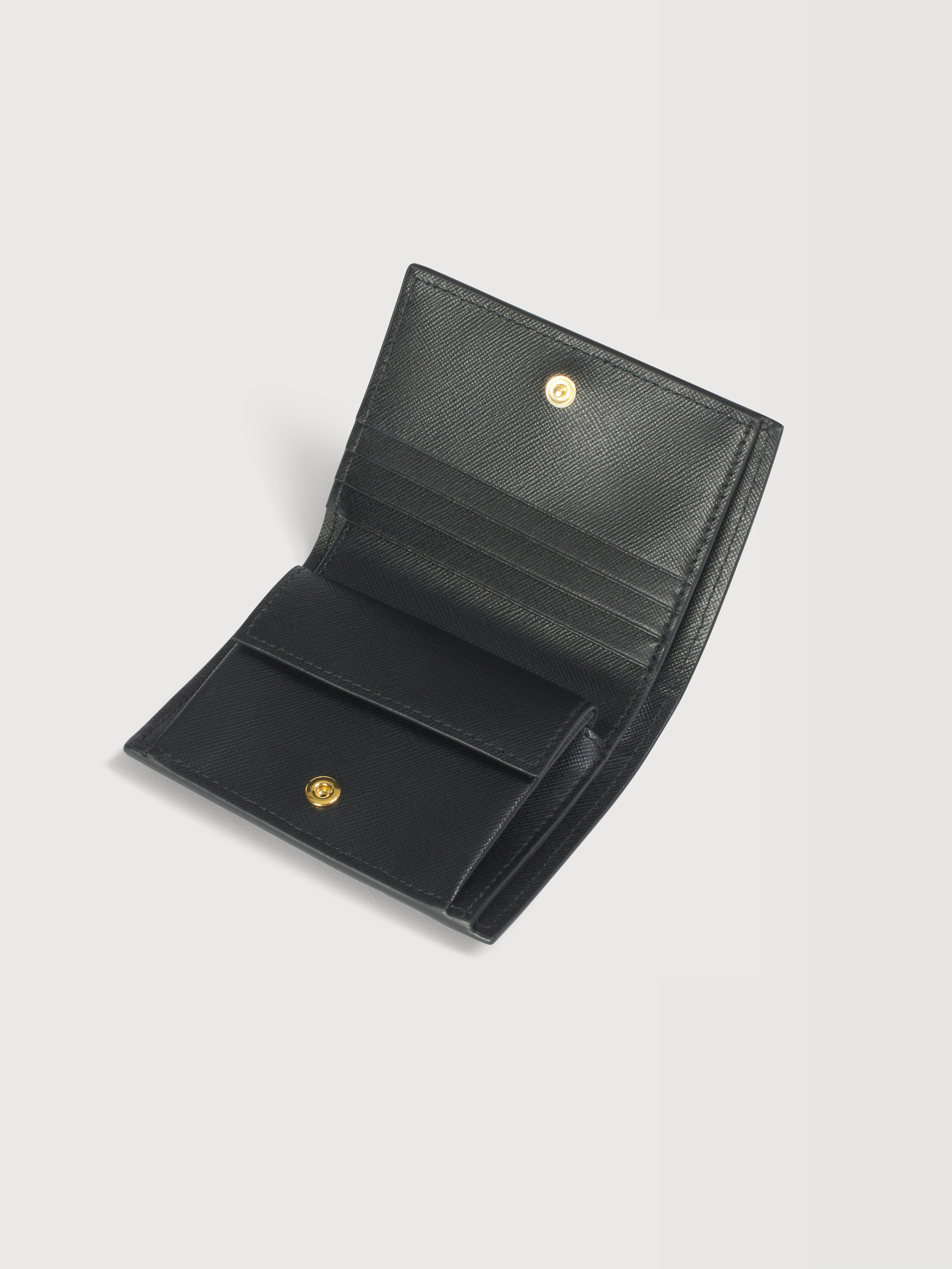 ブラック サフィアーノレザー二つ折りウォレット | Marni