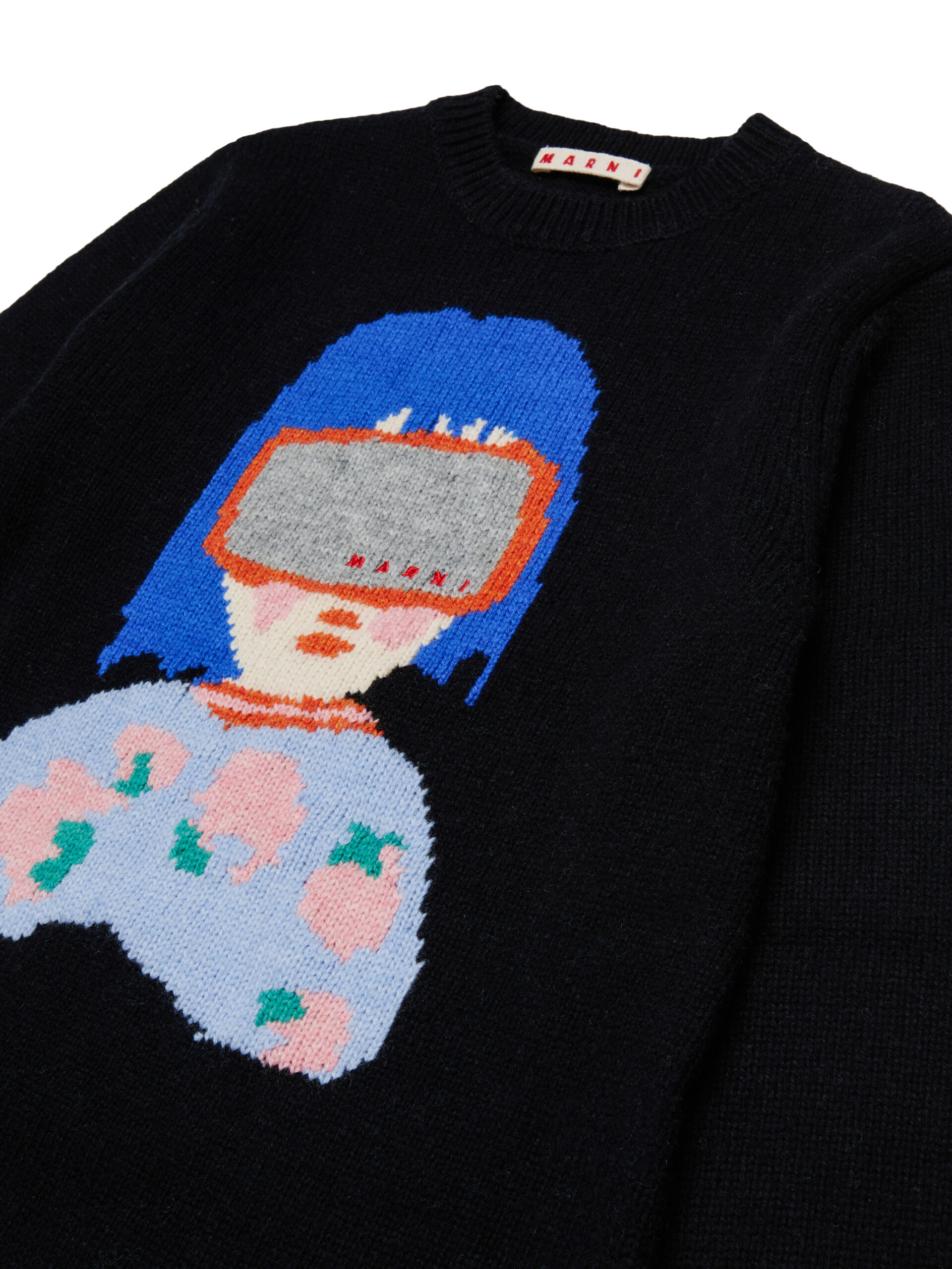 Black wool blend jumper dress with goggle lady inlay - Dresses - Image 3