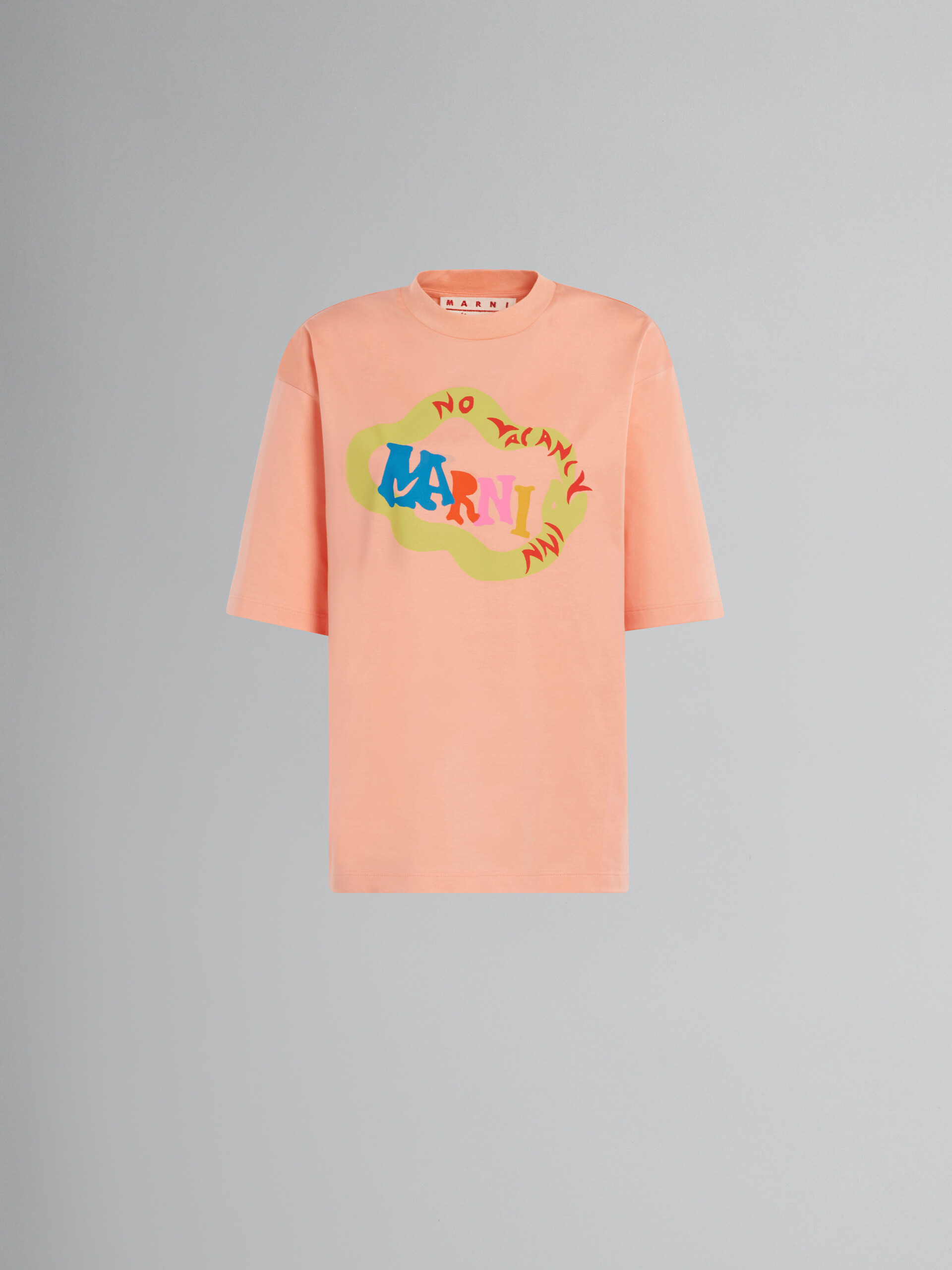 Marni x No Vacancy Inn - Light peach T-shirt in bio cotton jersey with snake logo print - T-shirts - Image 1
