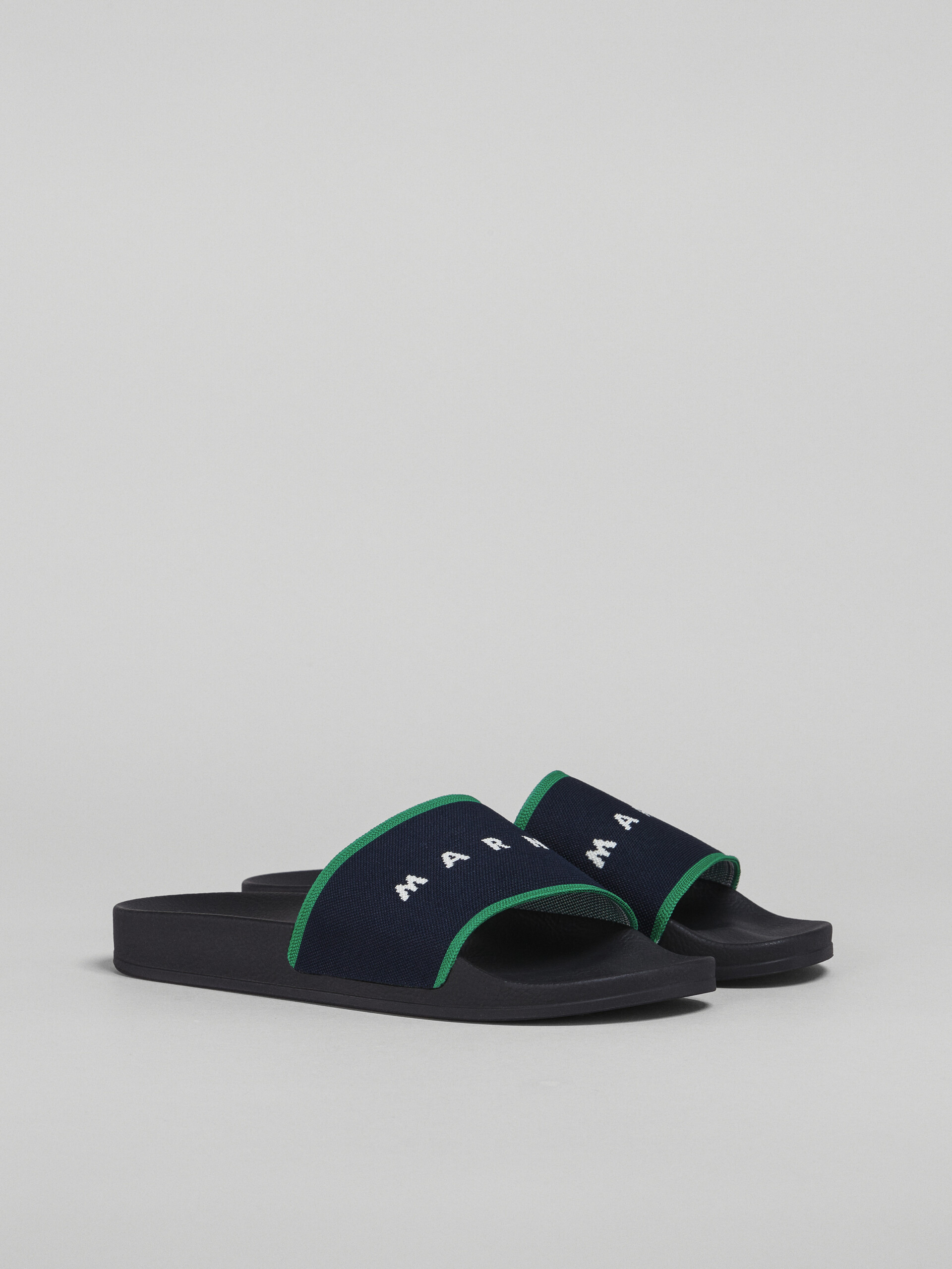 Blue black logo jacquard rubber slide - Sandals - Image 2