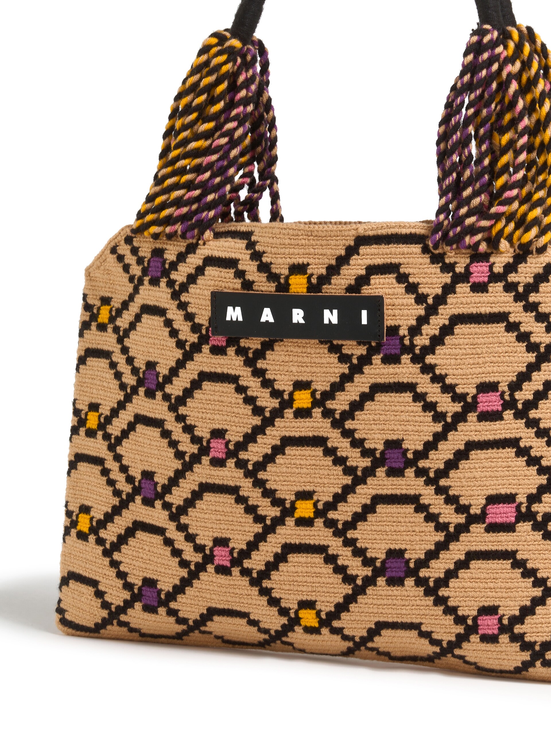Colour-block intarsia MARNI MARKET tech wool bag - Shopping Bags - Image 4