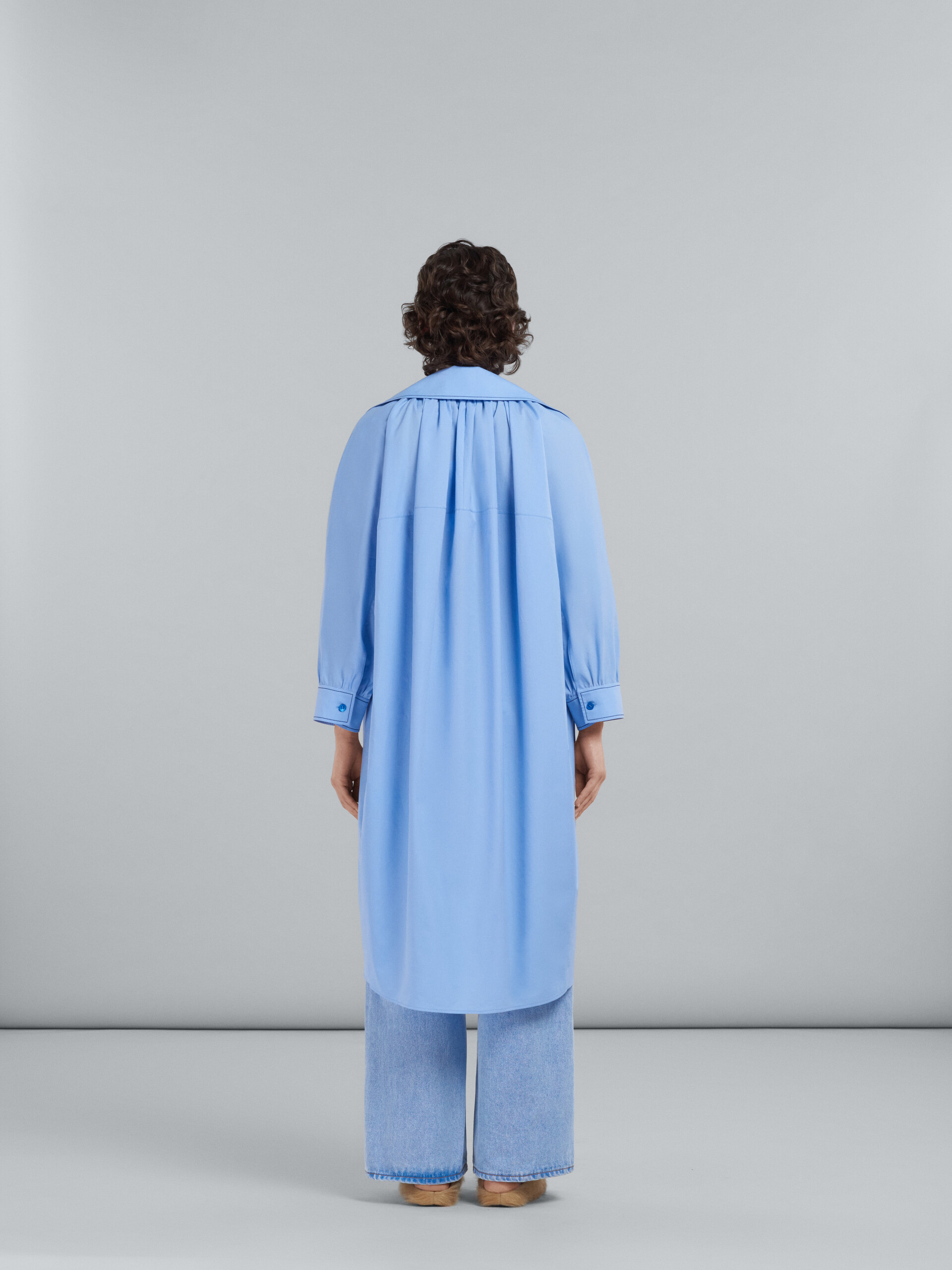 Light blue bio cotton dress with embroidered logo - Dresses - Image 3