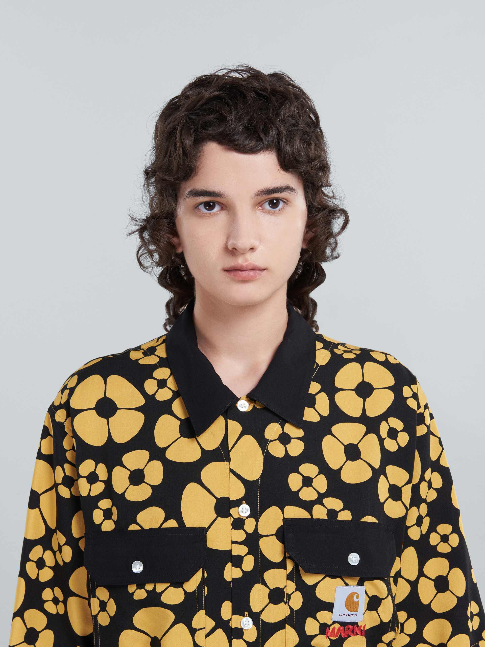 MARNI x CARHARTT WIP - yellow short-sleeved floral shirt