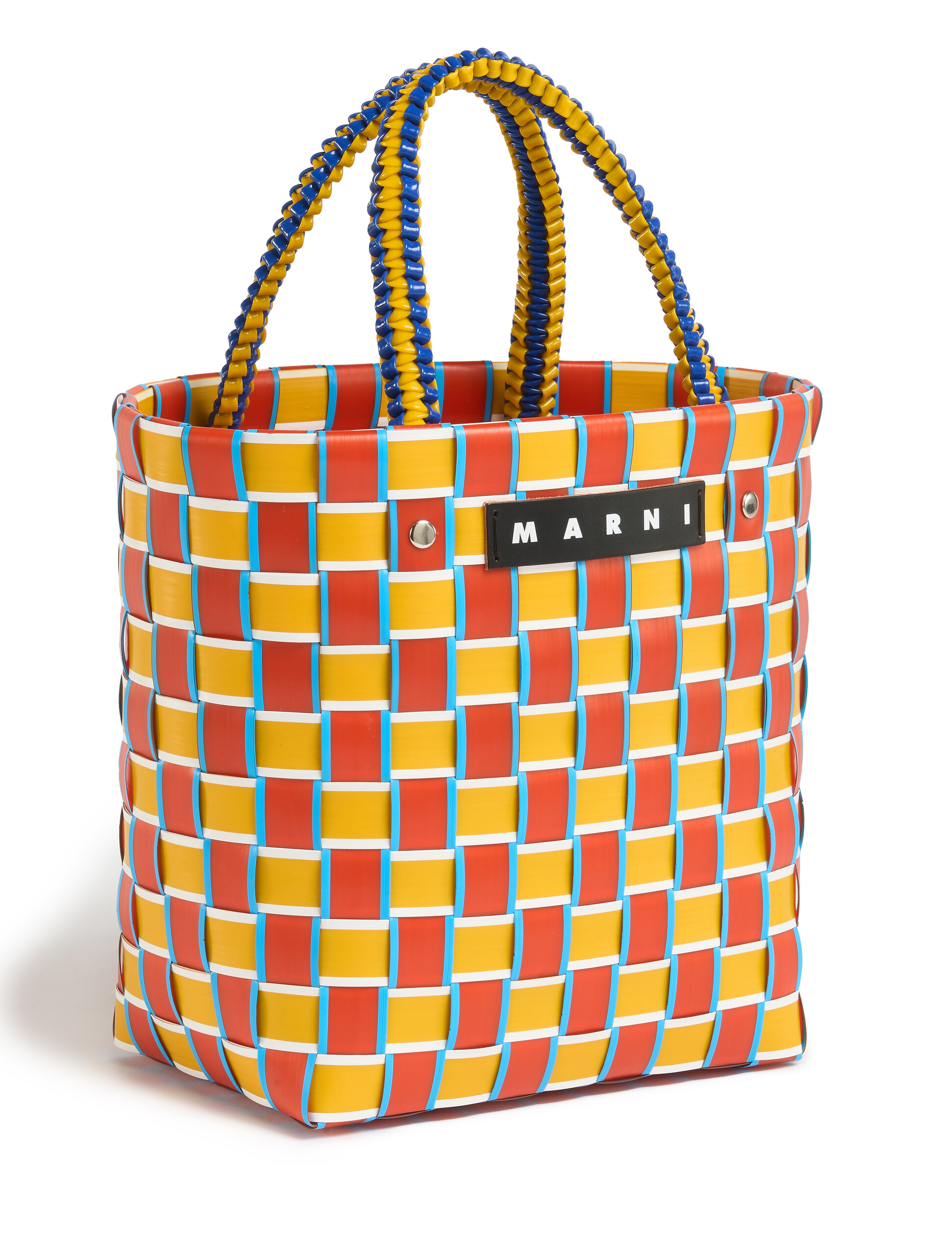 Yellow and red MARNI MARKET TAPE MINI BASKET bag - Shopping Bags - Image 4