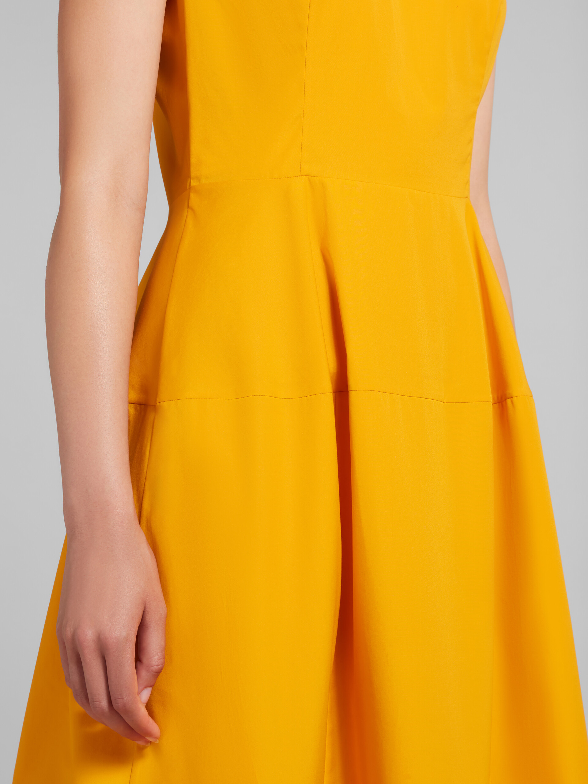 Orange organic poplin midi dress with mini pleats - Dresses - Image 5