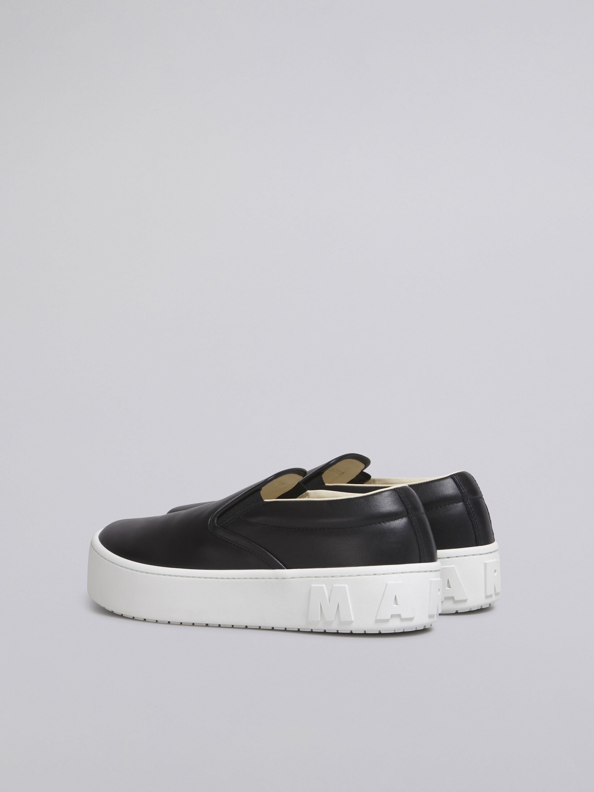 Black calfskin slip-on sneaker with raised maxi Marni logo - Sneakers - Image 3