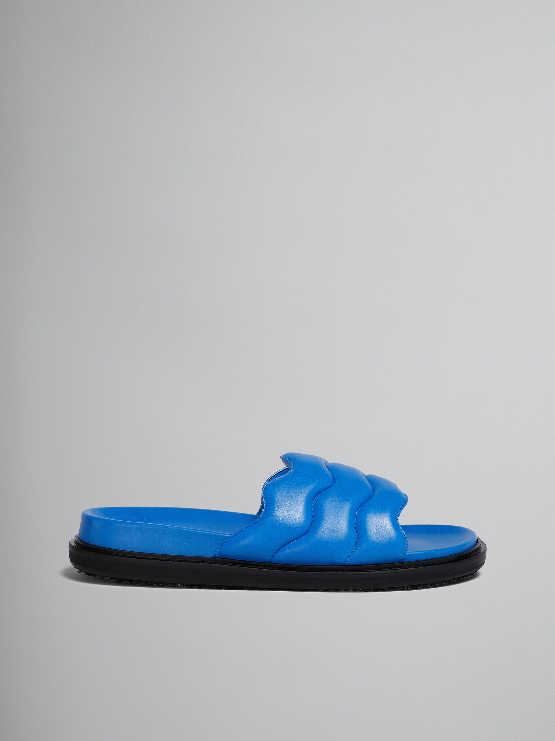 Blue wavy leather slide sandal - Sandals - Image 1