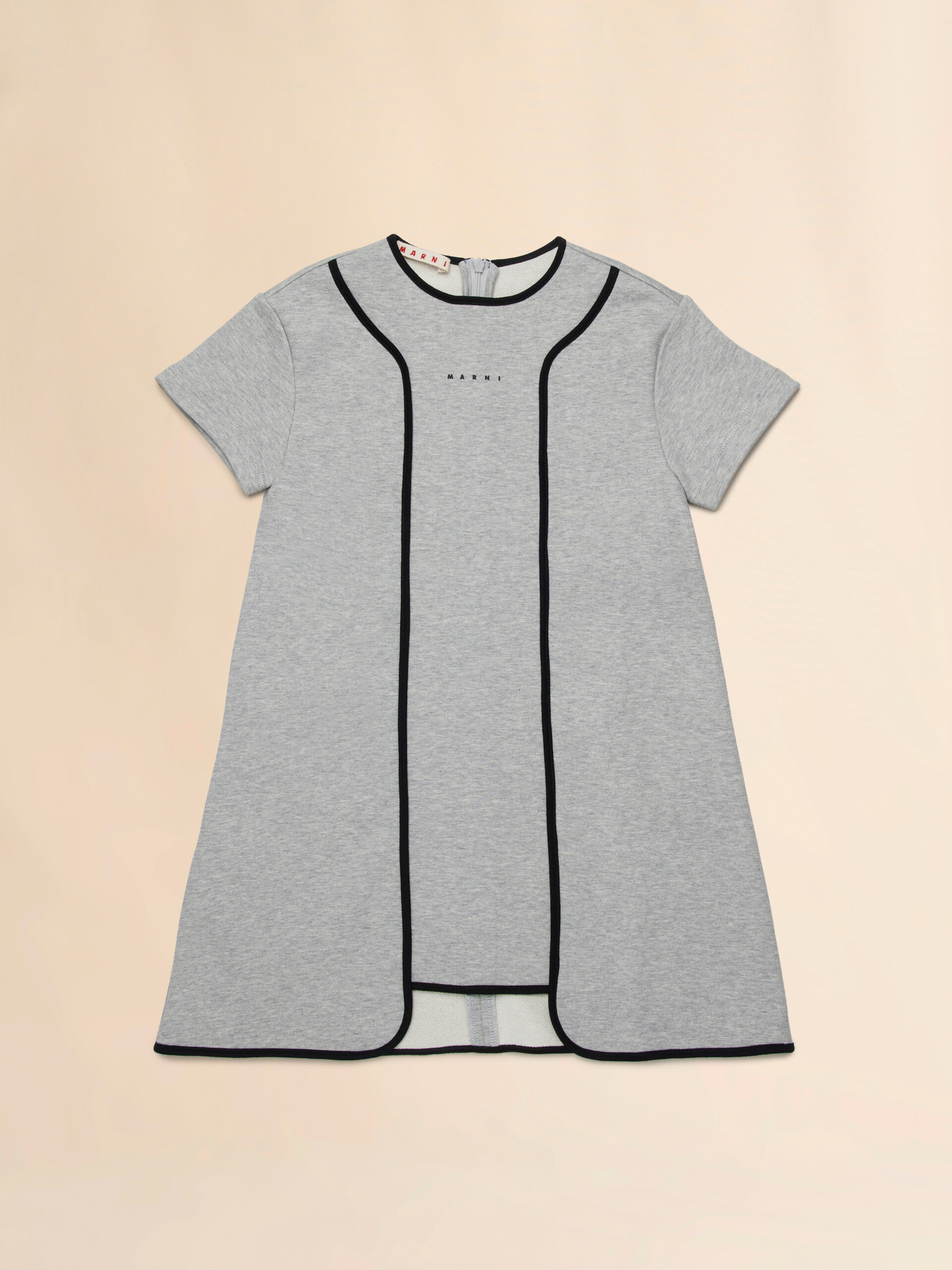 Gray cotton dress with contrast piping - Dresses - Image 1