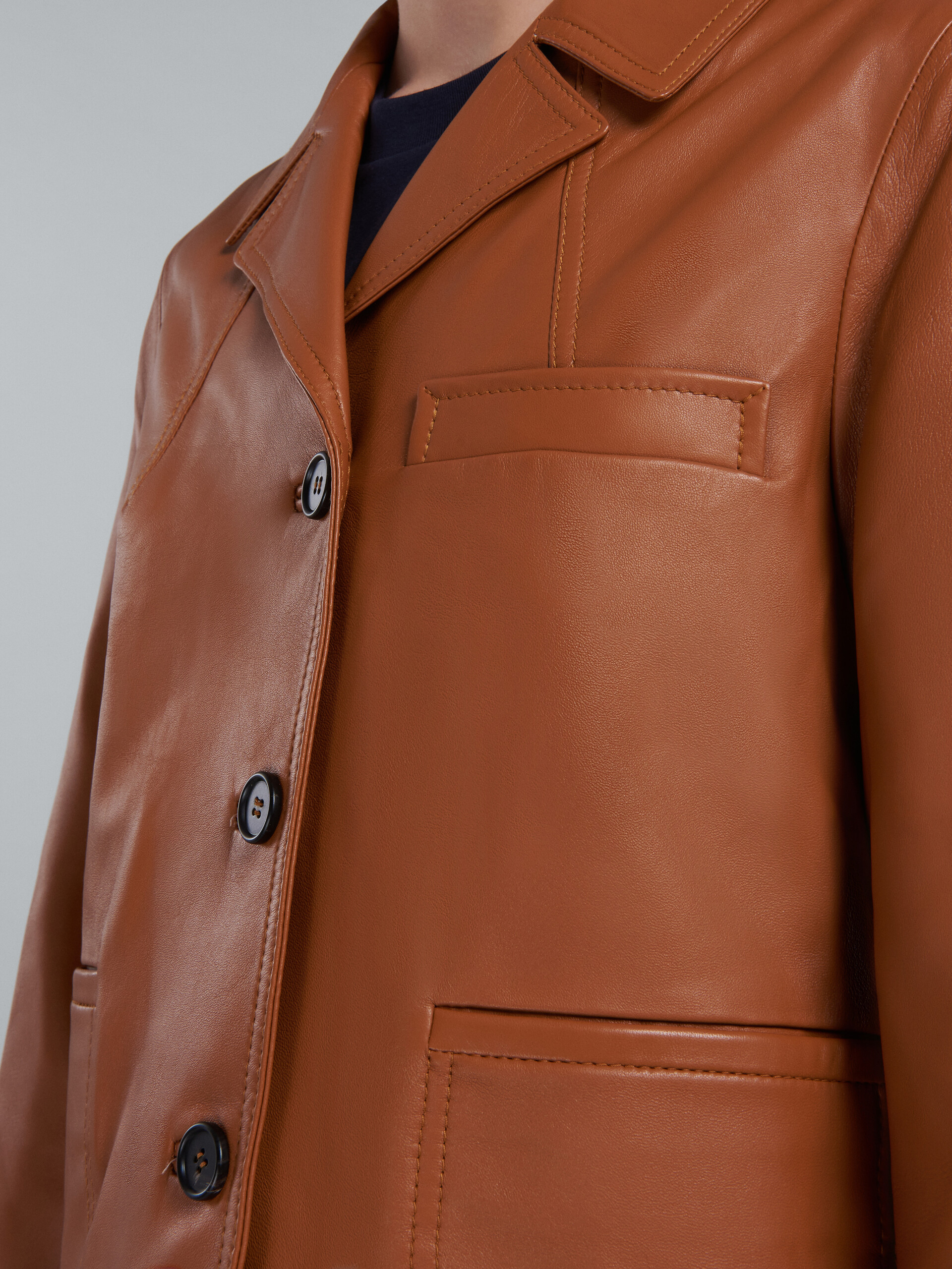 Brown nappa leather jacket - Jackets - Image 5