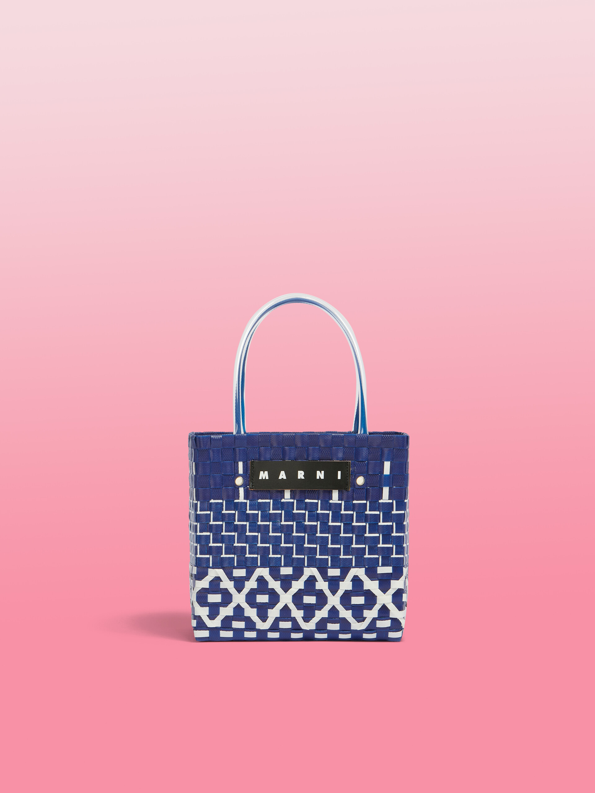 Blue geometric MARNI MARKET MINI BASKET Bag - Shopping Bags - Image 1