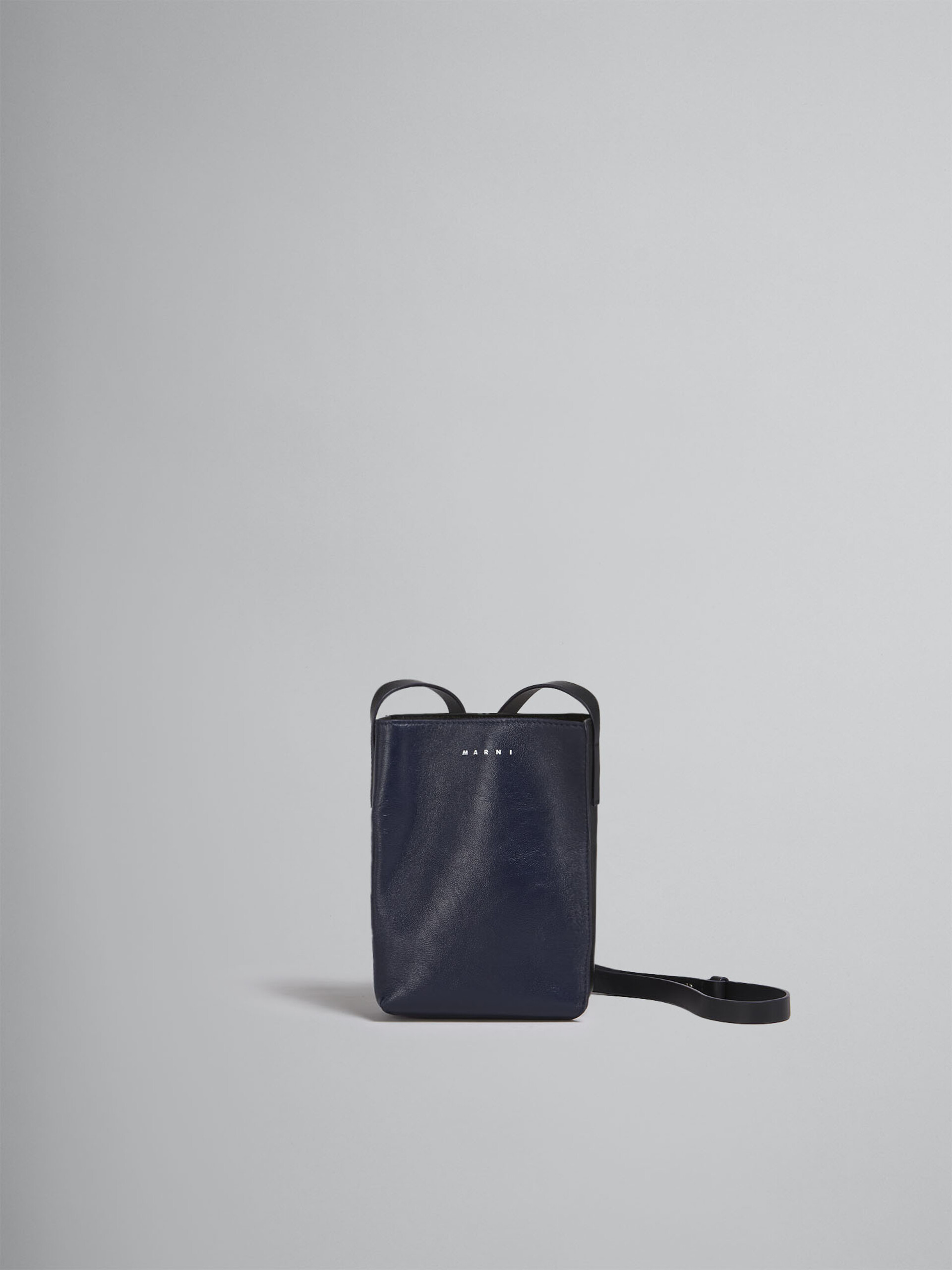 MUSEO mini bag in blue and white leather