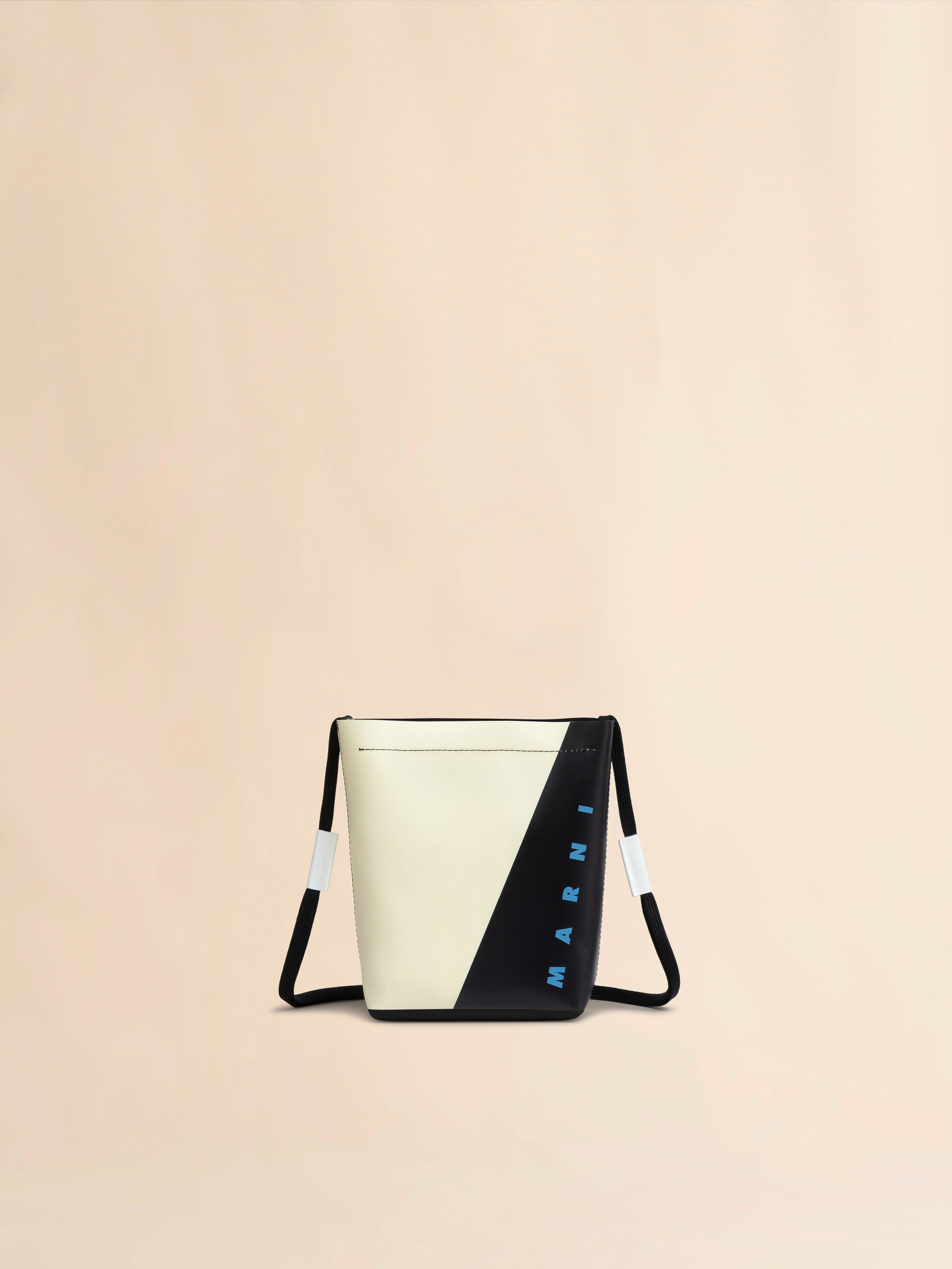 White and black Tribeca crossbody bag with shoelace strap - Shoulder Bags - Image 1