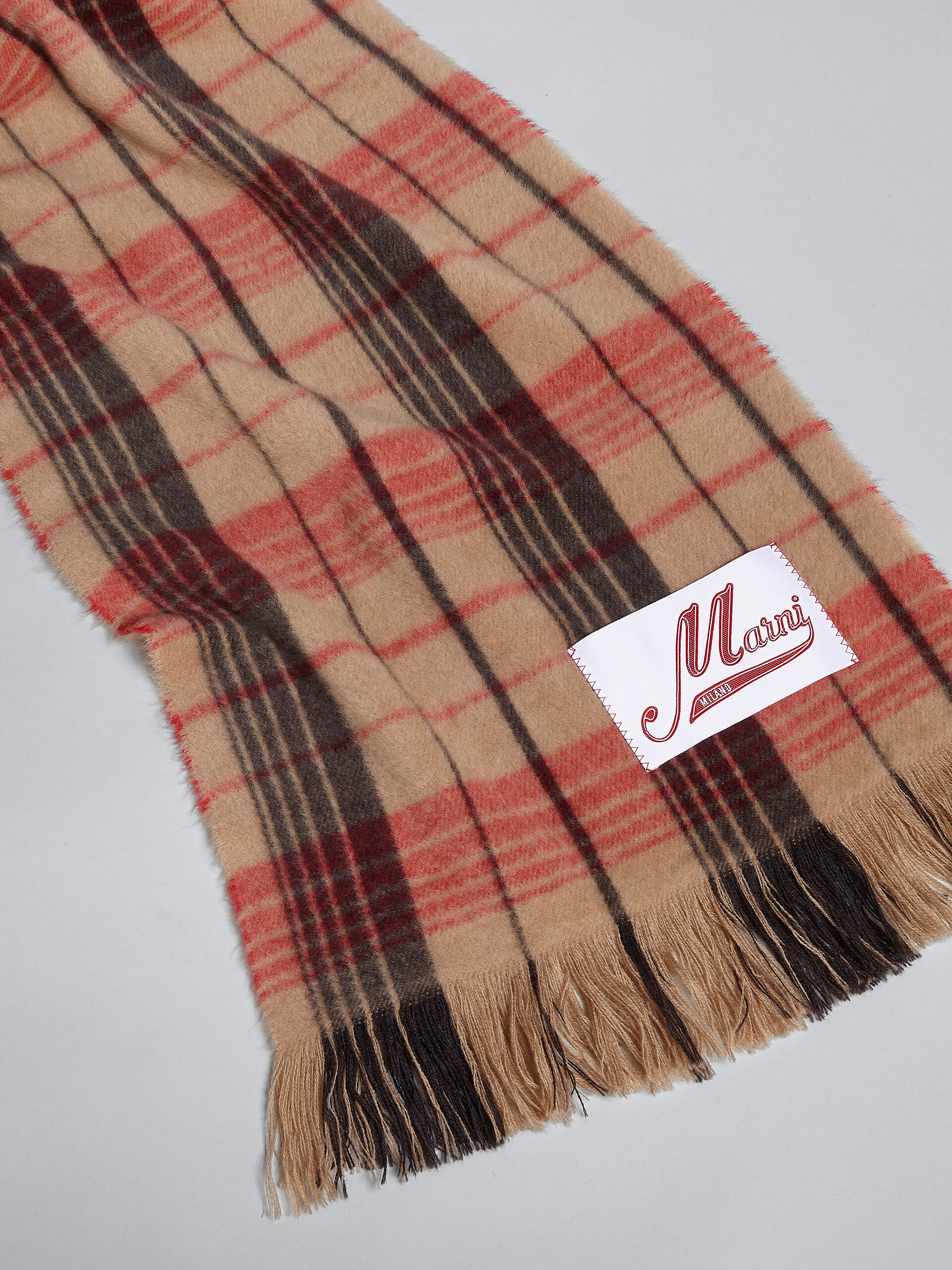 Brown check wool scarf - Scarves - Image 3