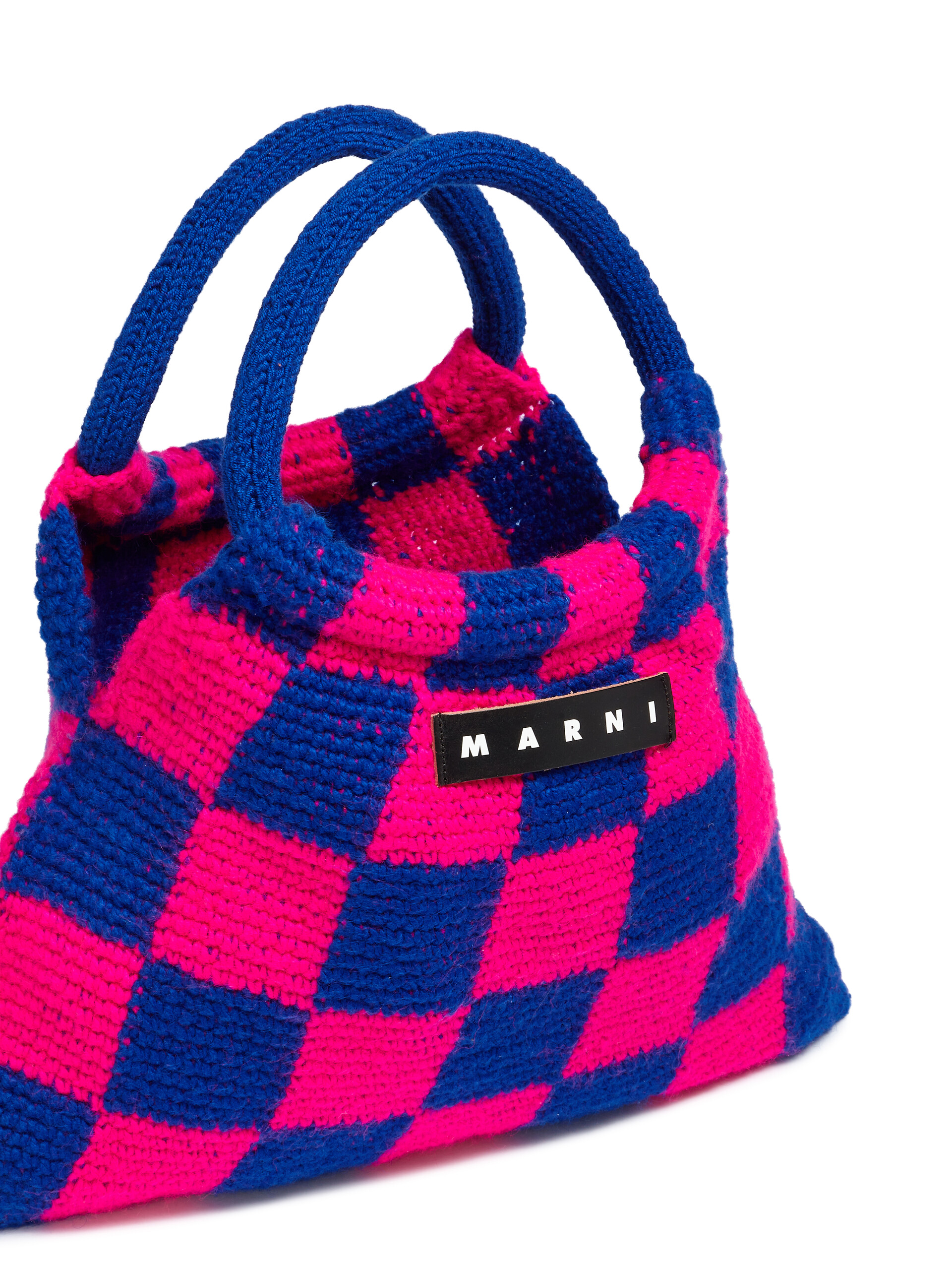 MARNI MARKET GRANNY bag in pink and blue crochet - Shopping Bags - Image 4