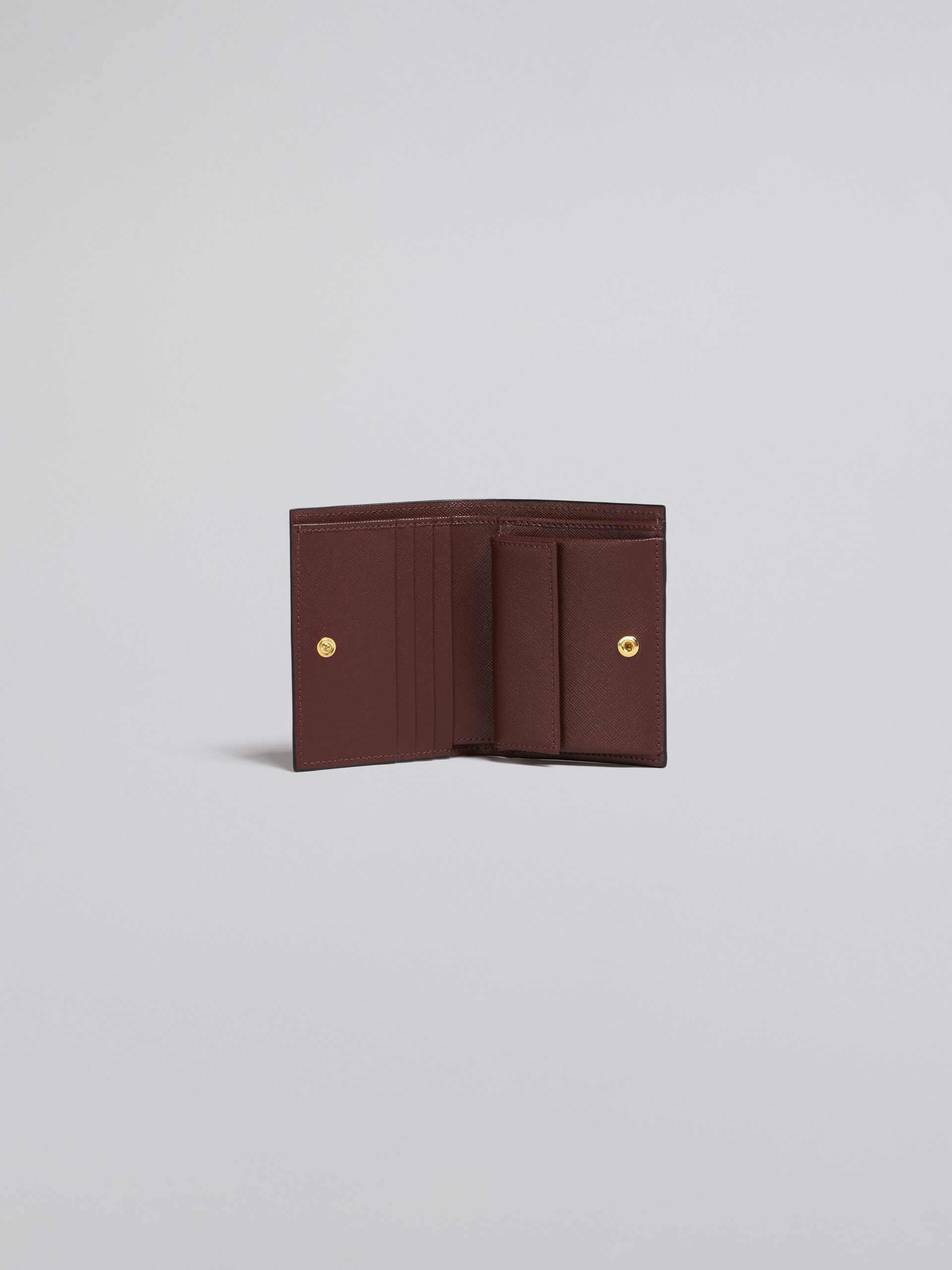 Burgundy saffiano leather bi-fold wallet - Wallets - Image 2