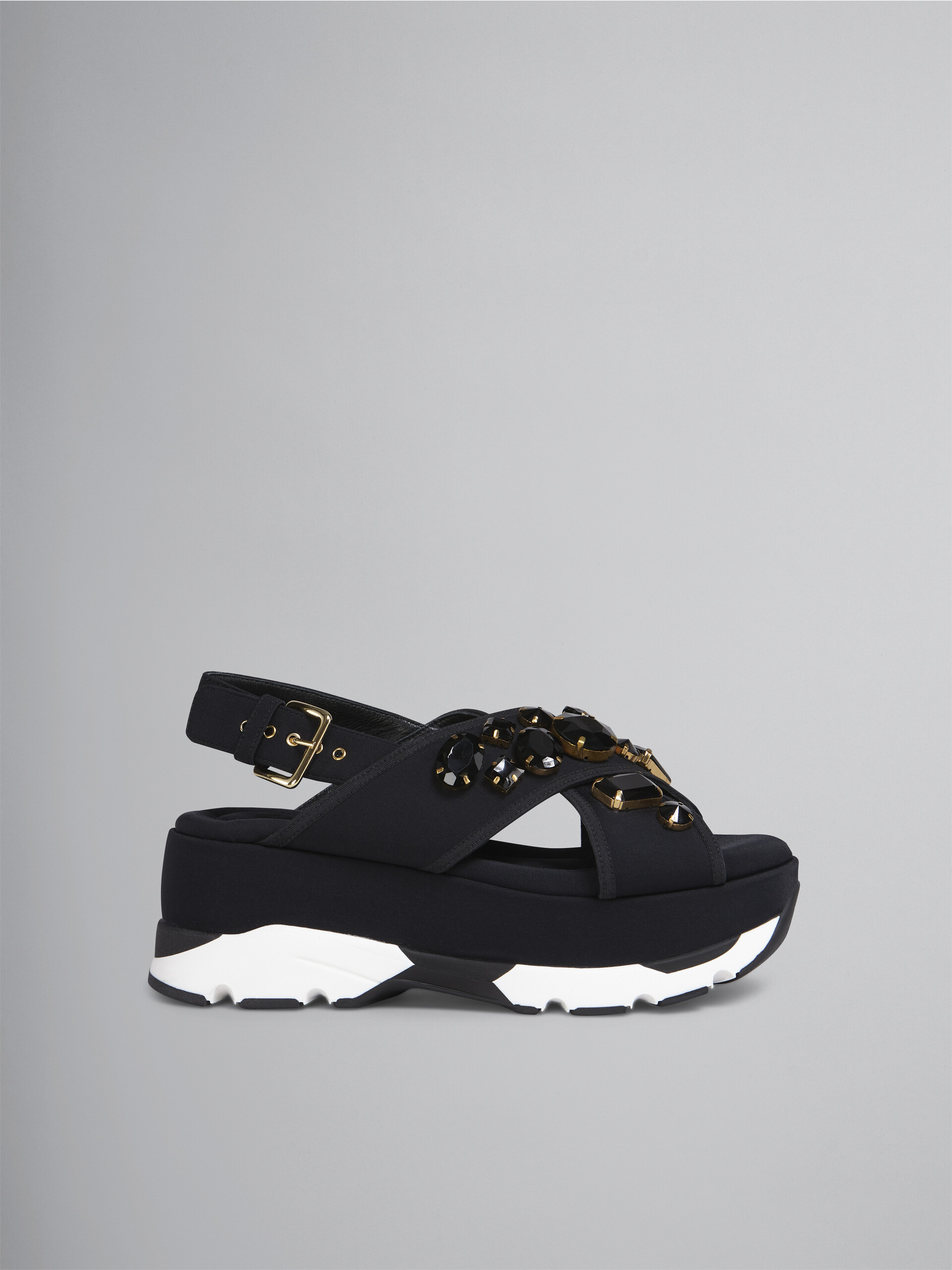 Black wedge in technical fabric - Sandals - Image 1