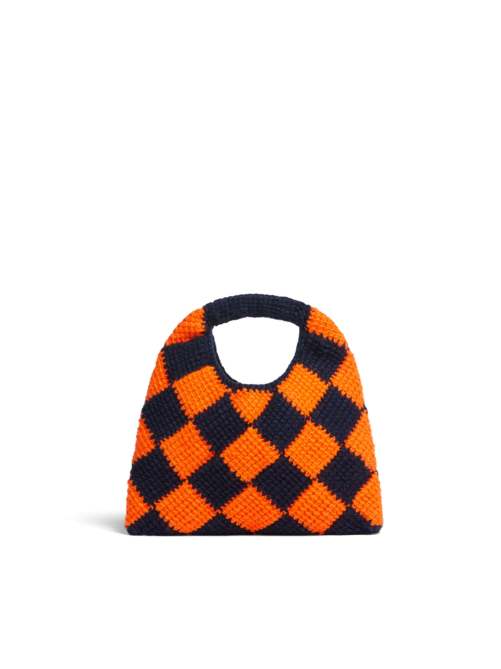 MARNI MARKET DIAMOND MINI bag in orange and blue tech wool - Shopping Bags - Image 3