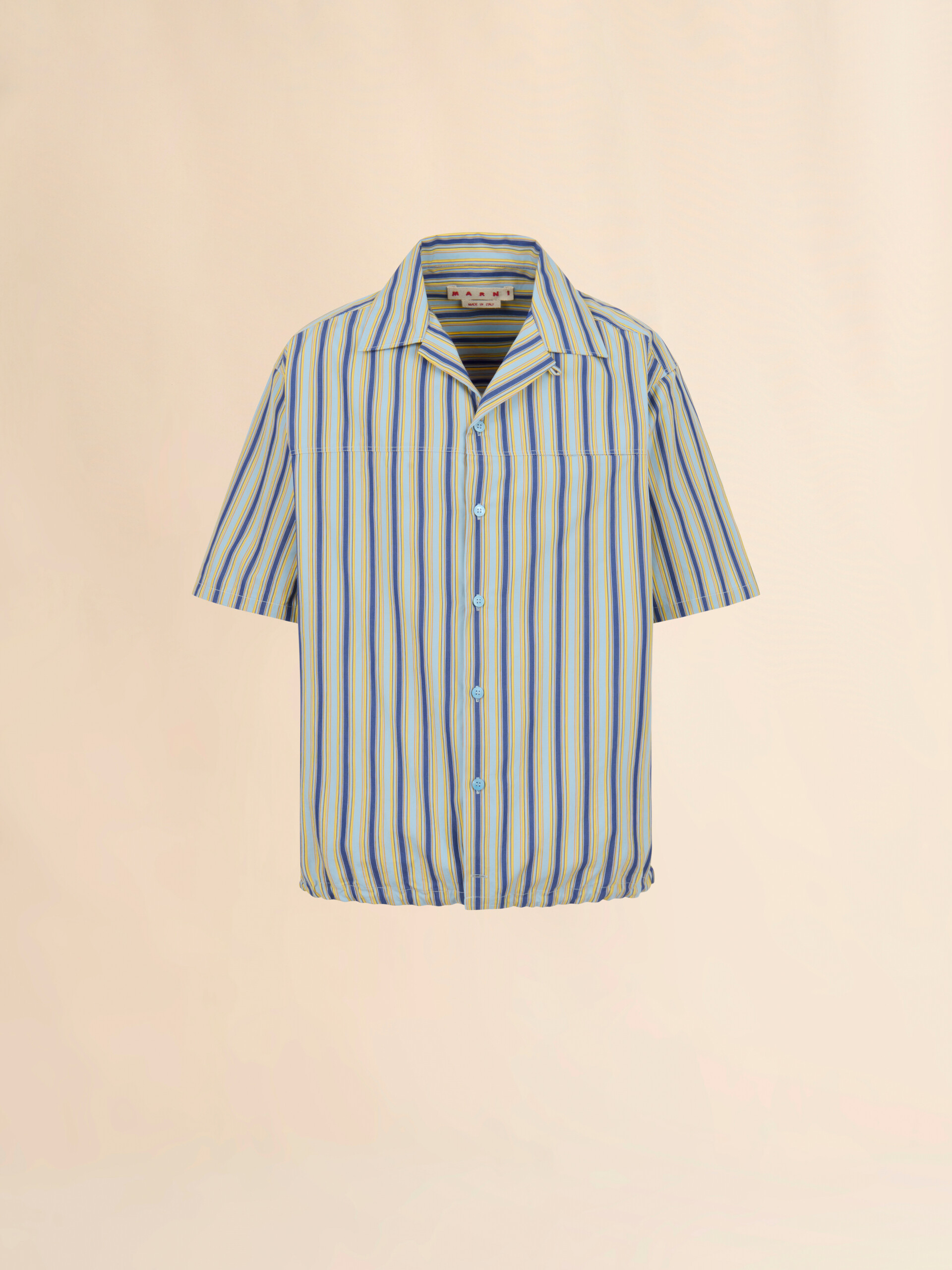 グリーン 裾にドローストリングをあしらったストライプ入りポプリンシャツ - シャツ - Image 1