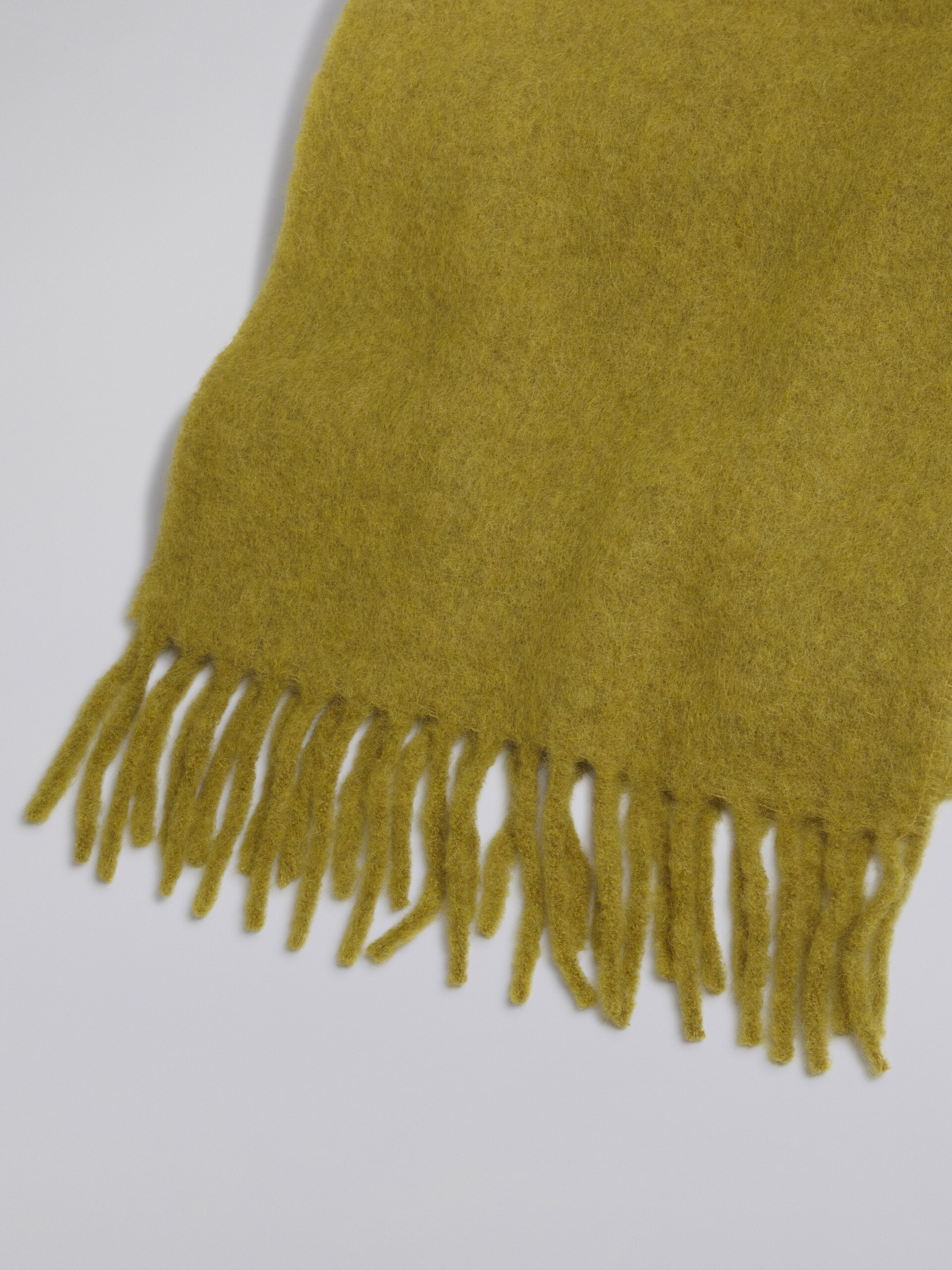 Yellow brushed alpaca scarf with fringes - Scarves - Image 4