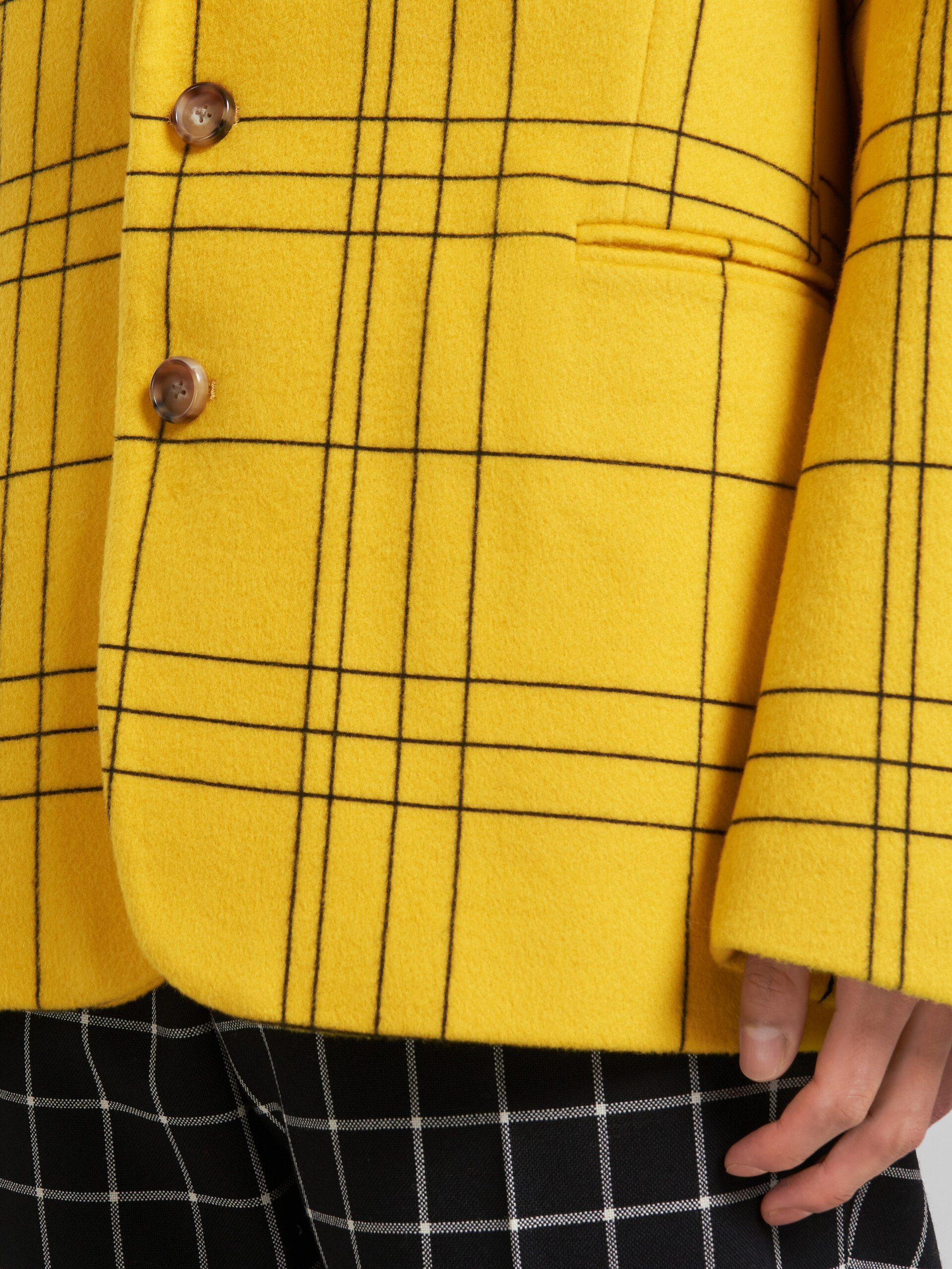 Yellow checked wool felt blazer - Jackets - Image 5