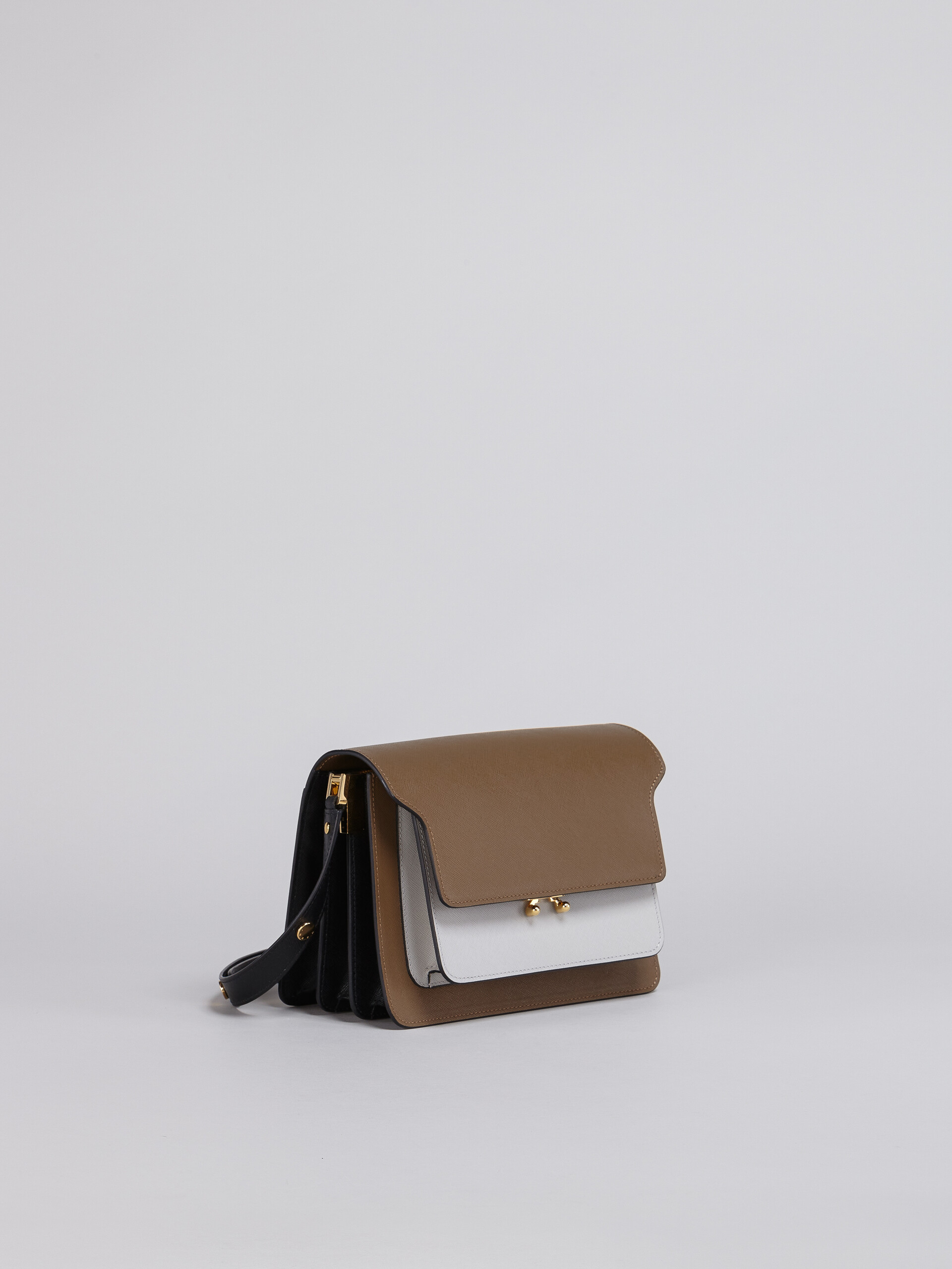 TRUNK medium bag in brown grey and black saffiano leather - Shoulder Bags - Image 5