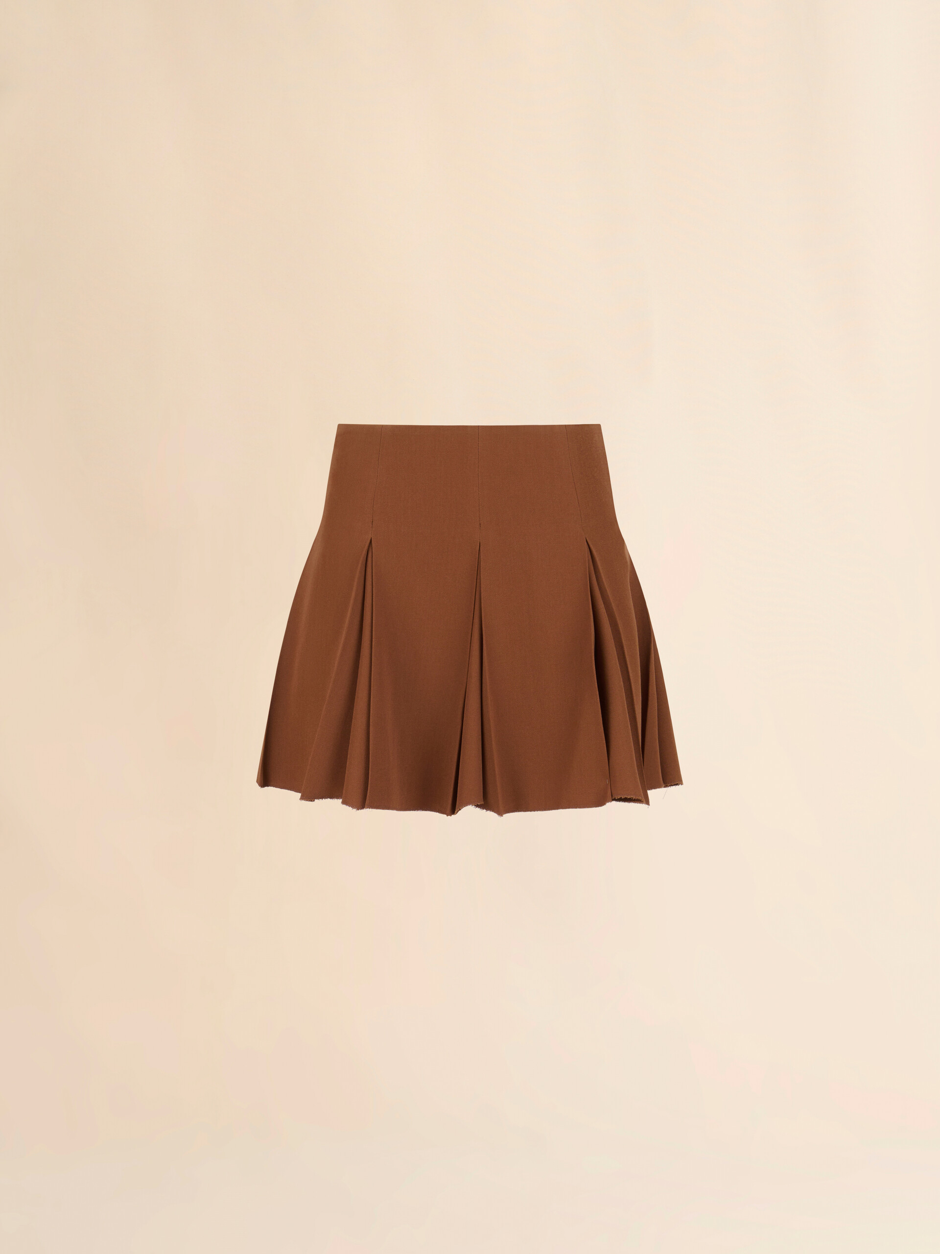 Brown wool pleated mini skirt - Skirts - Image 1