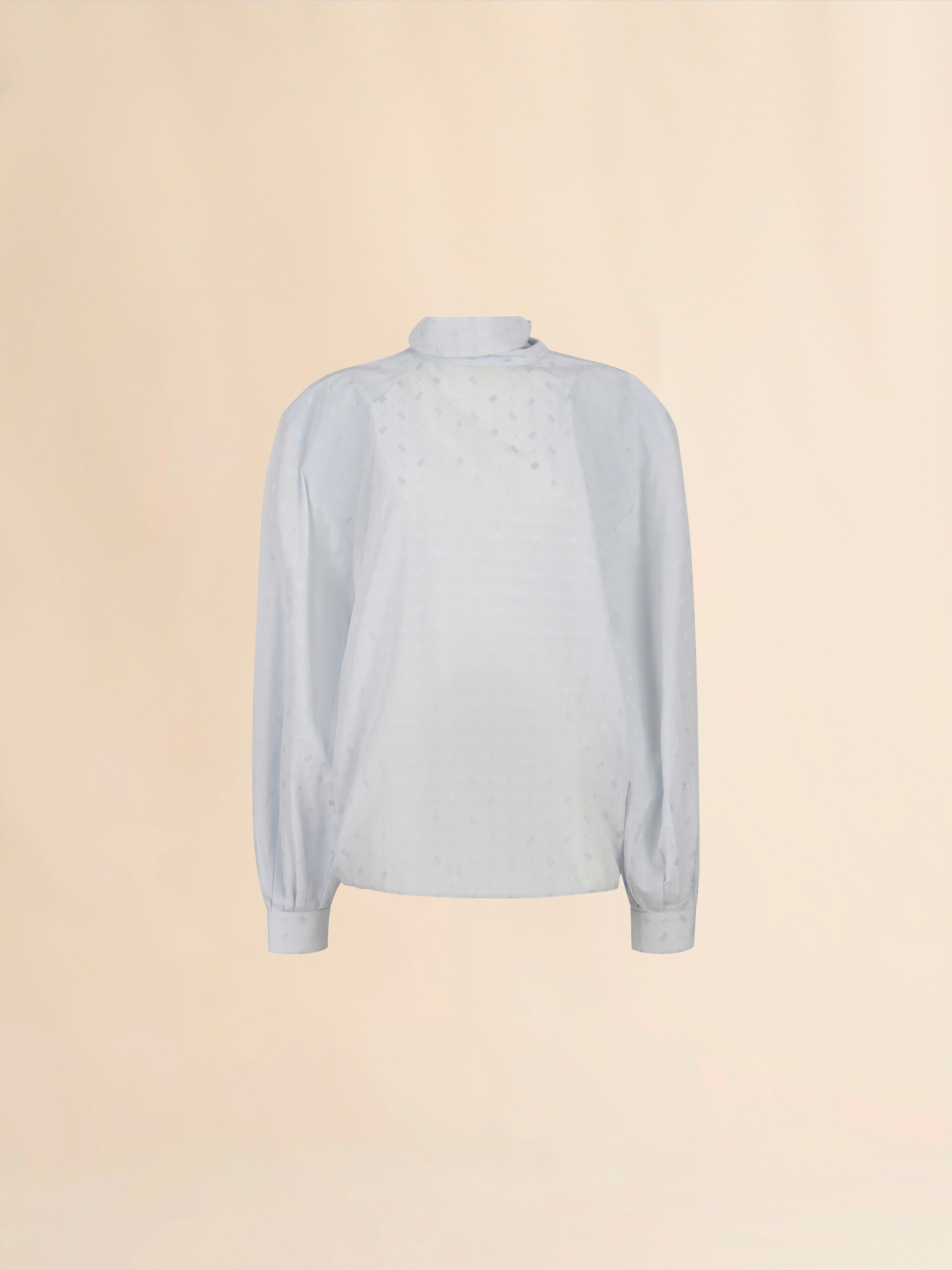 Blue viscose balloon top with jacquard motif - Shirts - Image 1