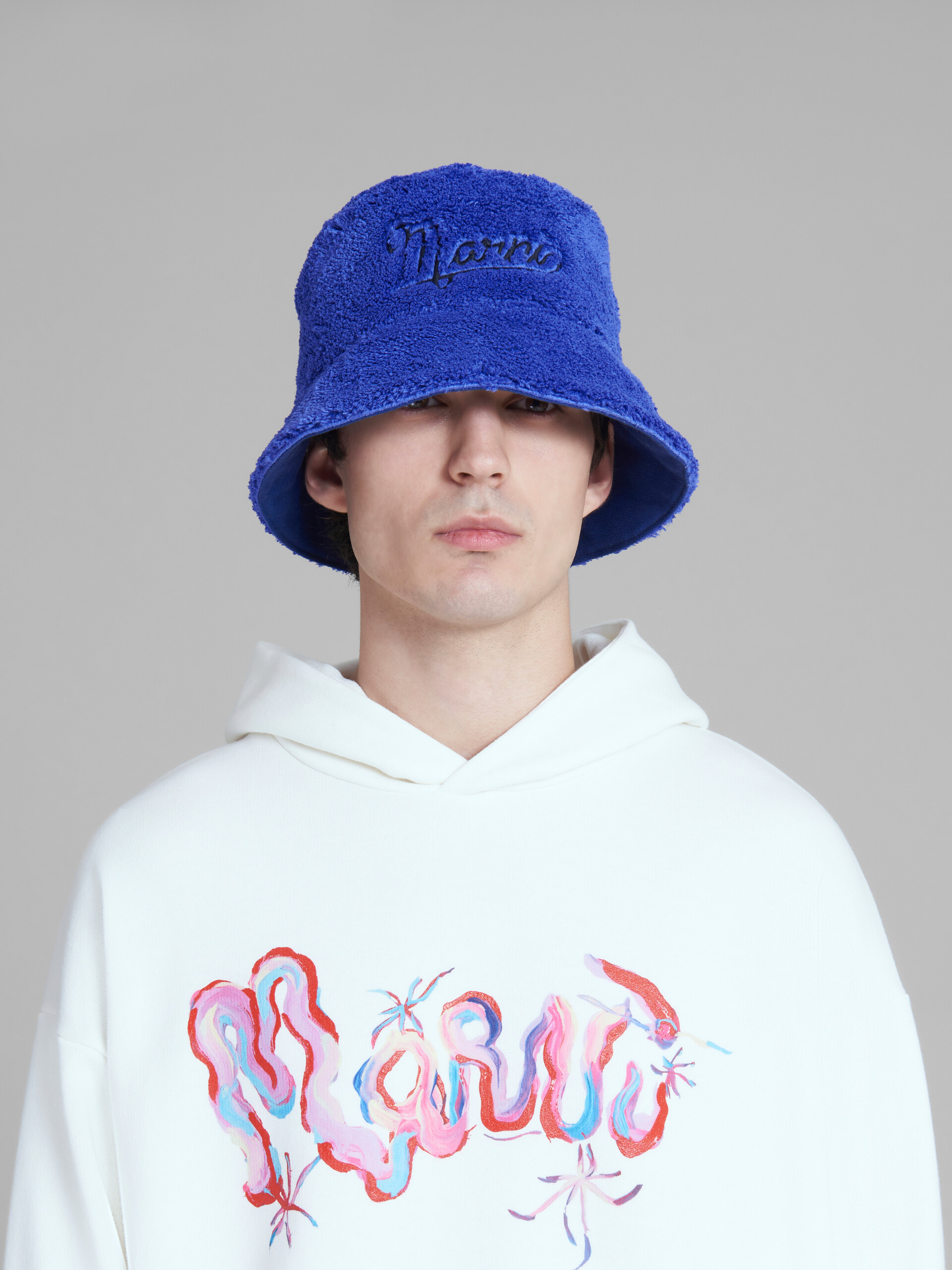 Blue Terry bucket hat with logo - Hats - Image 2