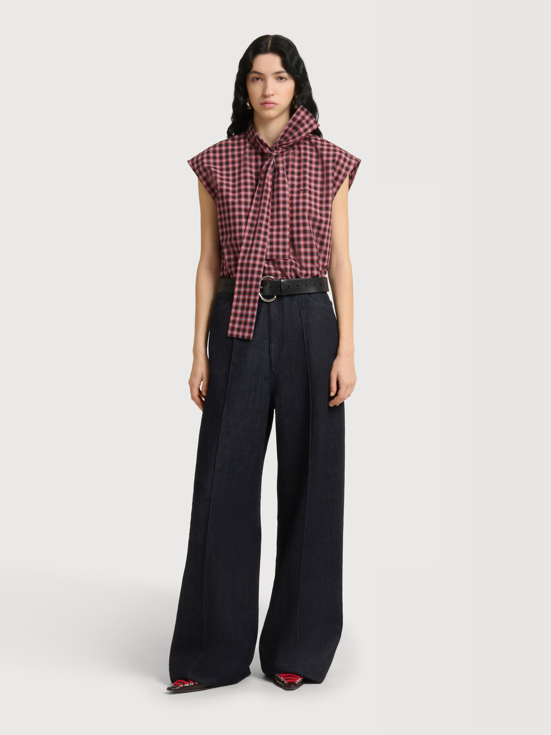 Deep blue denim trousers with external seams - Pants - Image 2