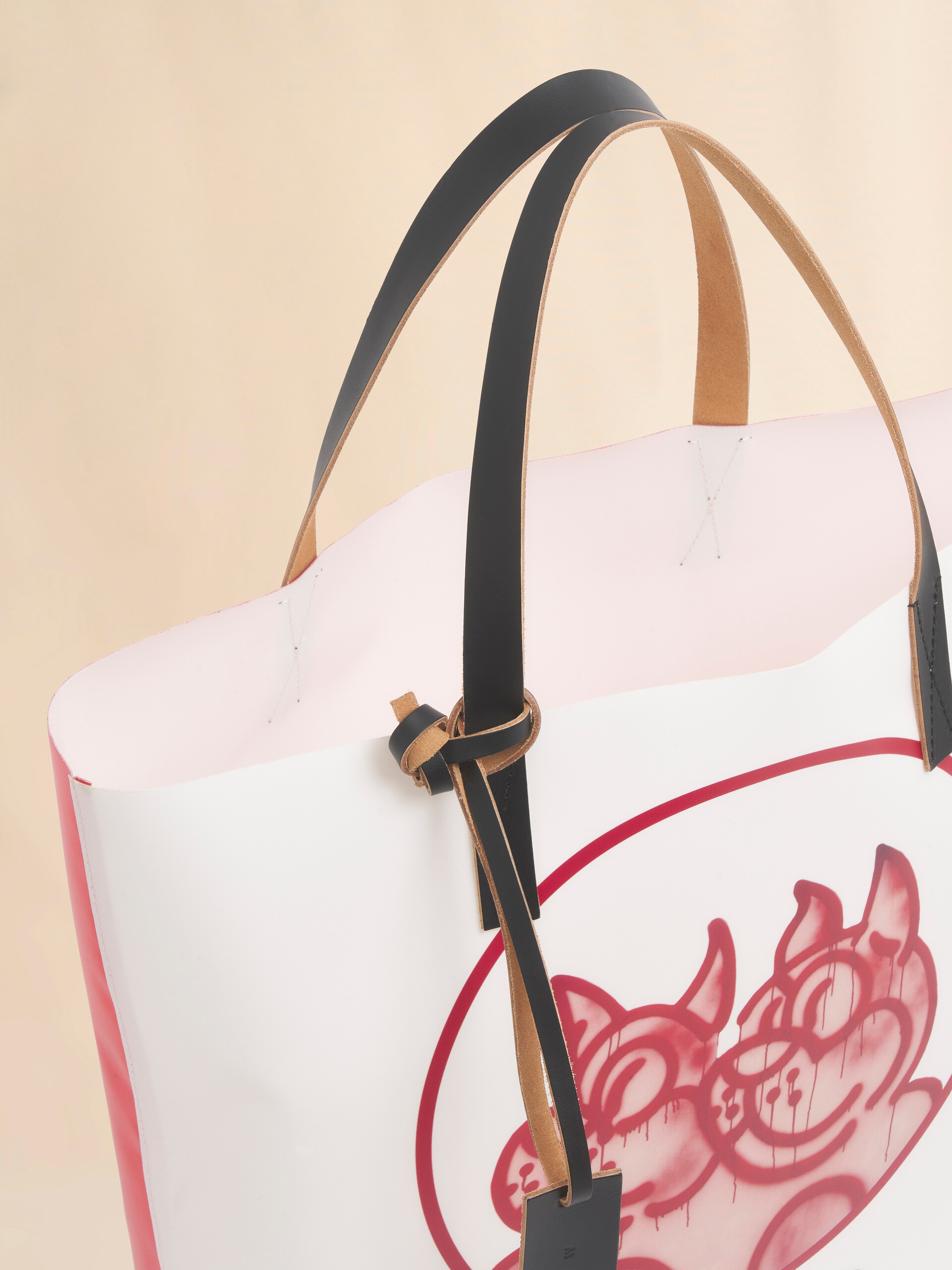 White and red fabric Tribeca tote with dogs print - Shopping Bags - Image 4