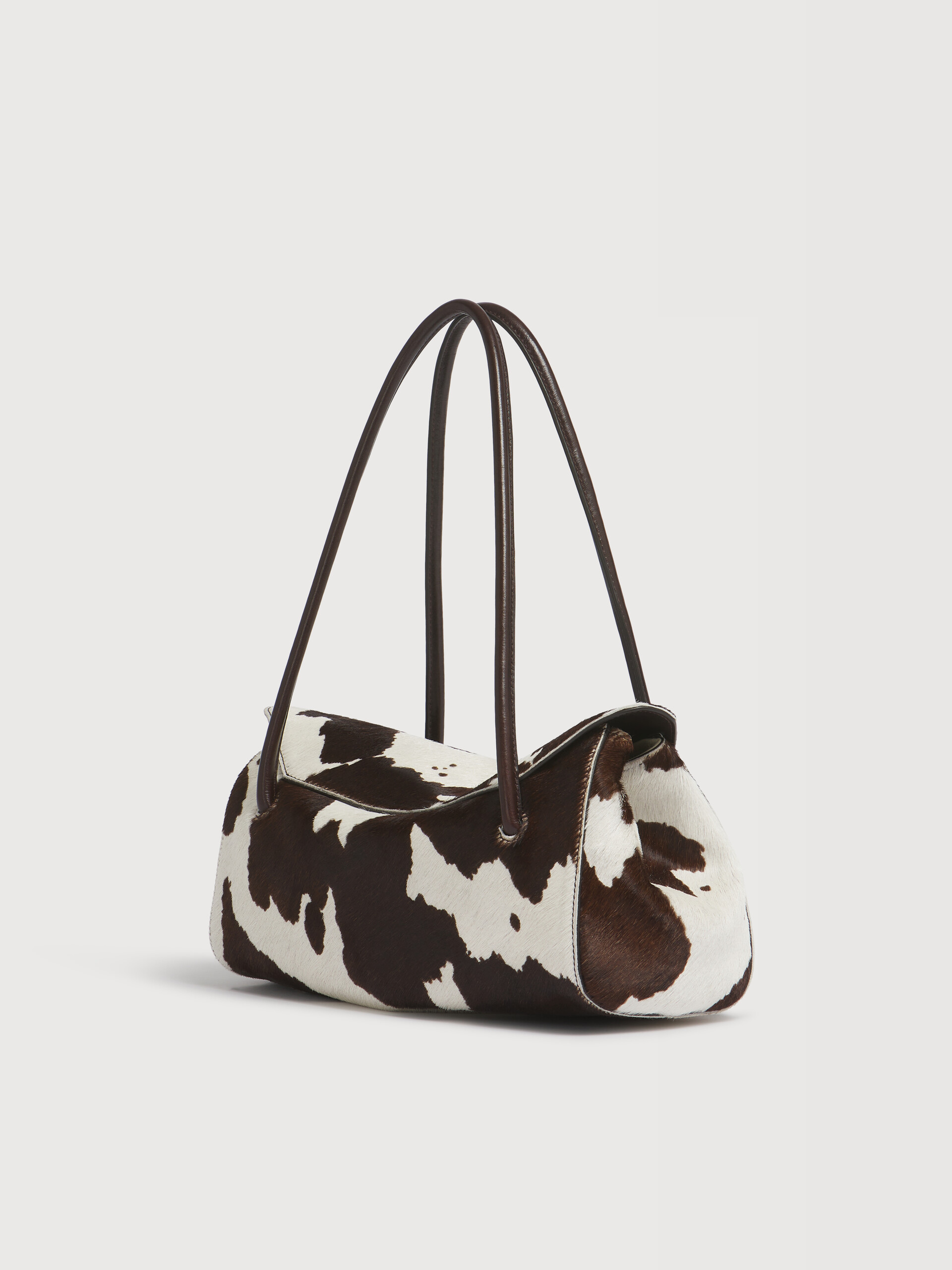 White and brown cow-print ponyhair E/W shoulder bag - Shoulder Bags - Image 2