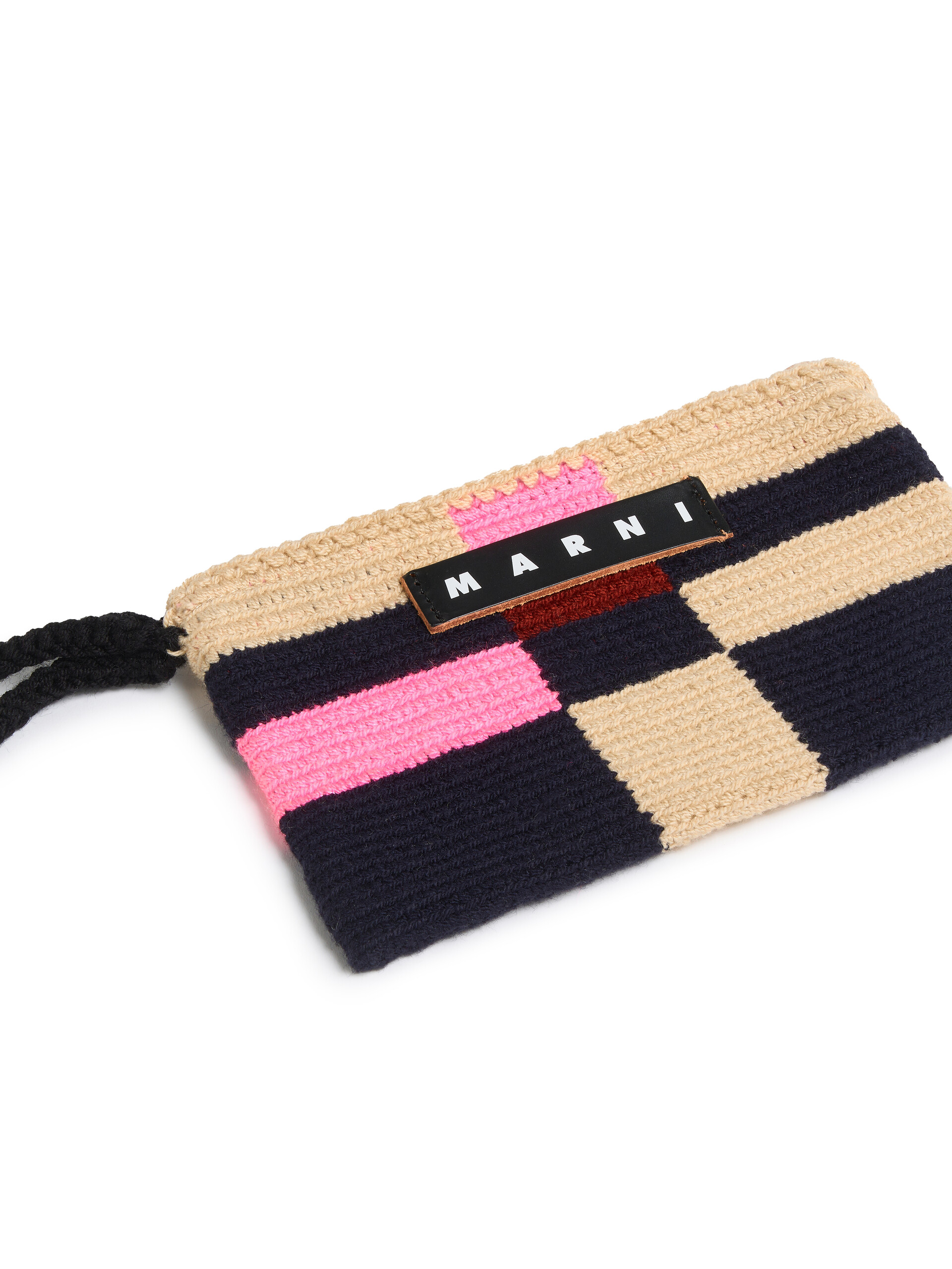 Medium colour-block intarsia MARNI MARKET tech wool pouch - Pochettes - Image 3
