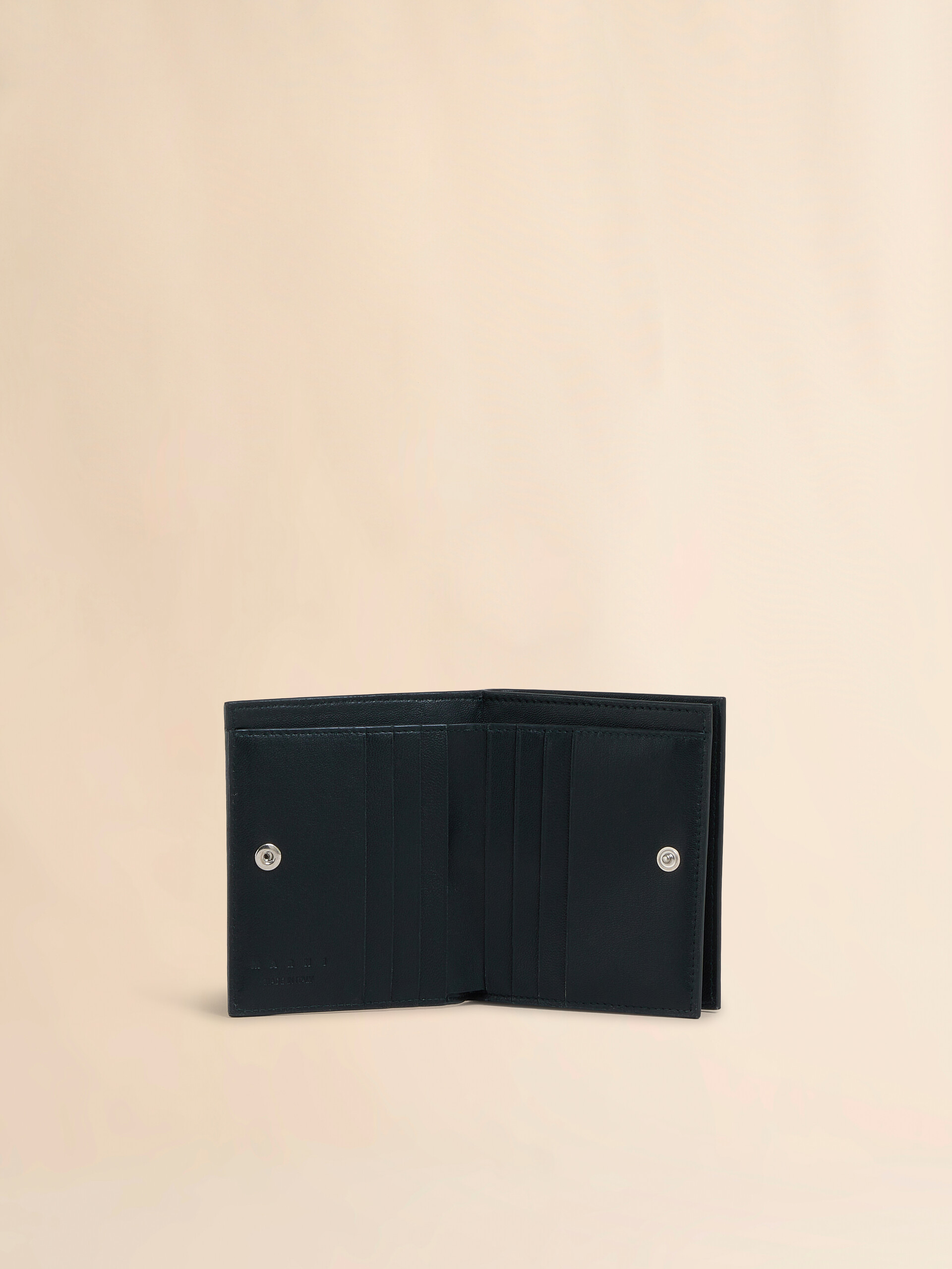 Black leather zip-around bifold wallet with Marni Mending - Wallets - Image 2