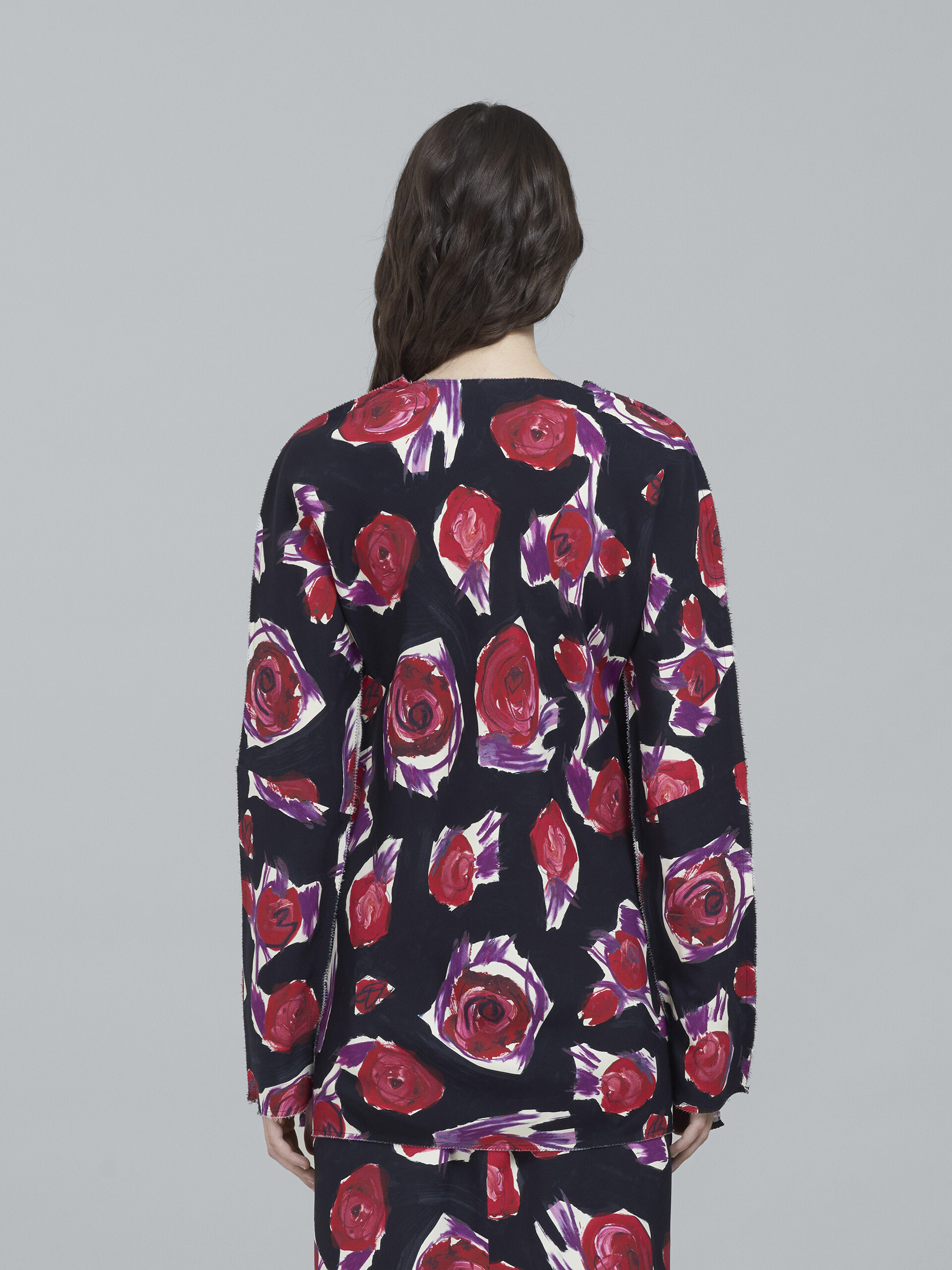Chemise longue en cady à imprimé Spinning Roses - Chemises - Image 3