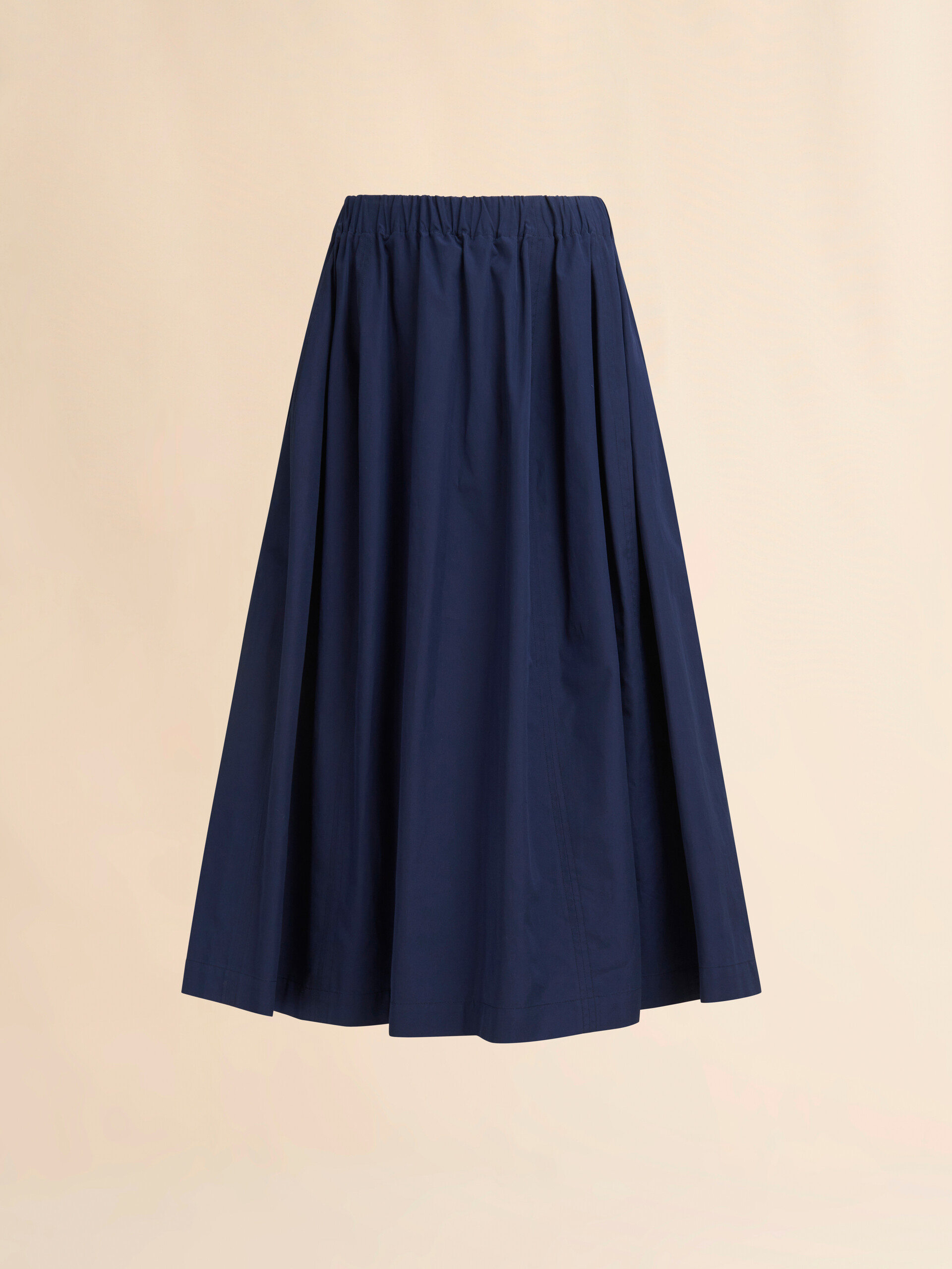 Blue organic poplin elasticated midi skirt - Skirts - Image 1