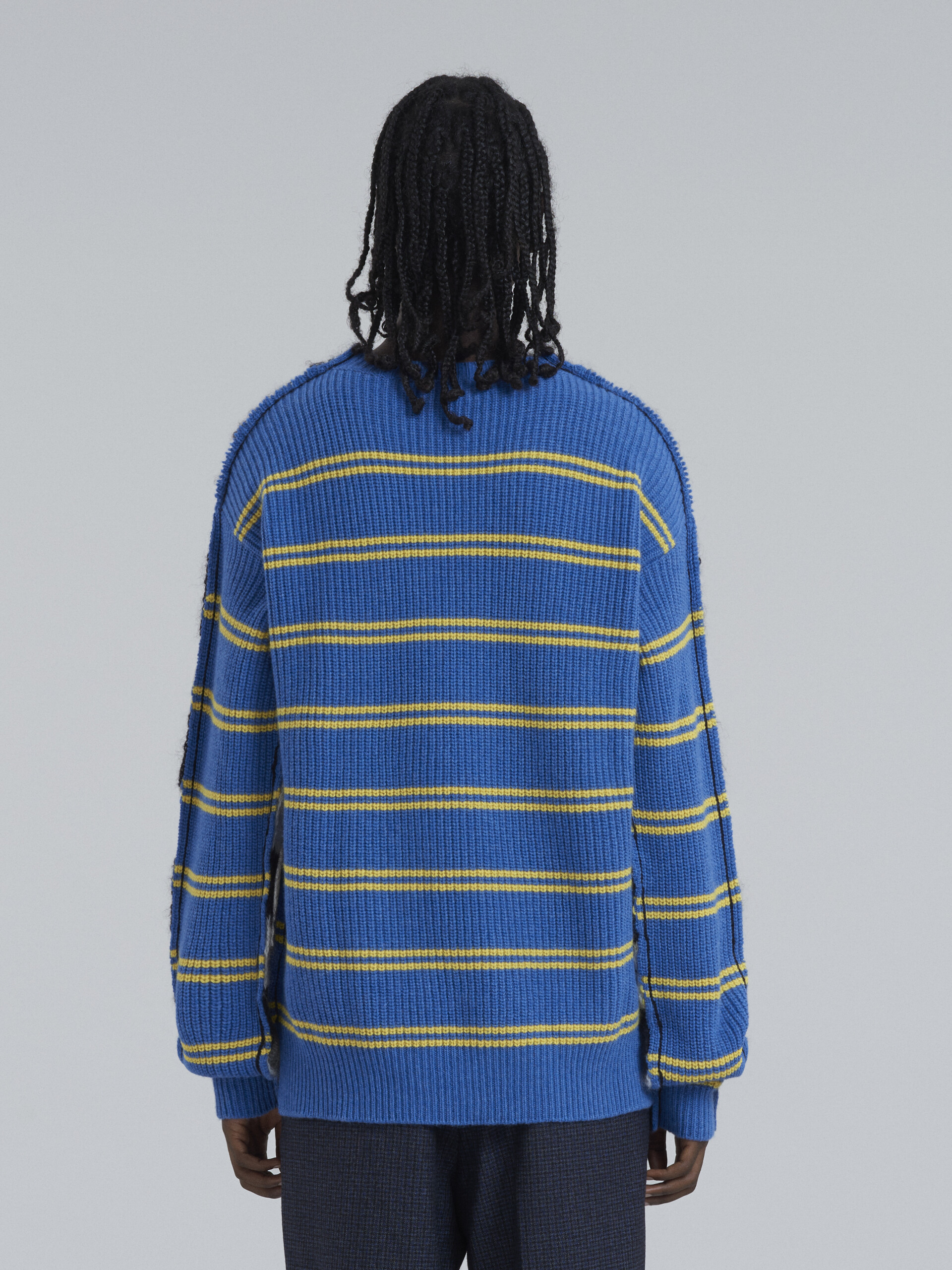 Maglia a righe in lana e mohair con taglio vivo - Pullover - Image 3