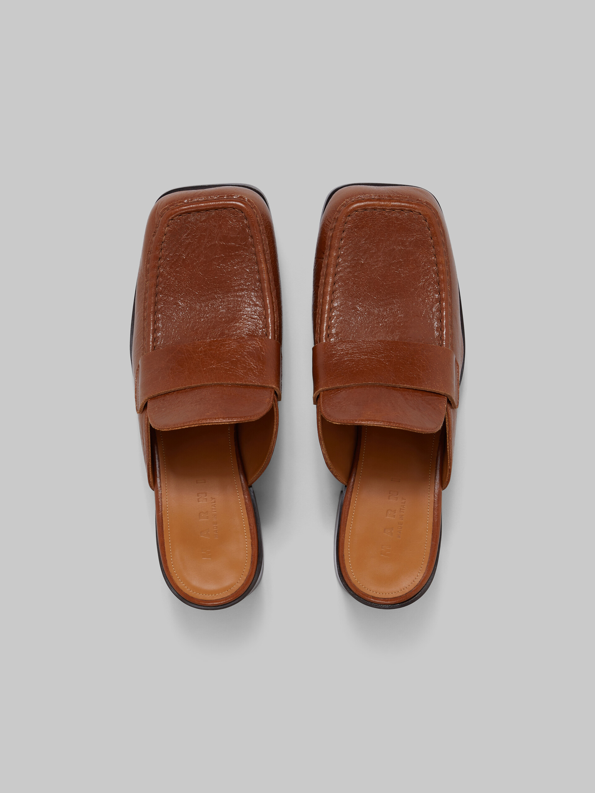 Brown leather heeled mule - Clogs - Image 4