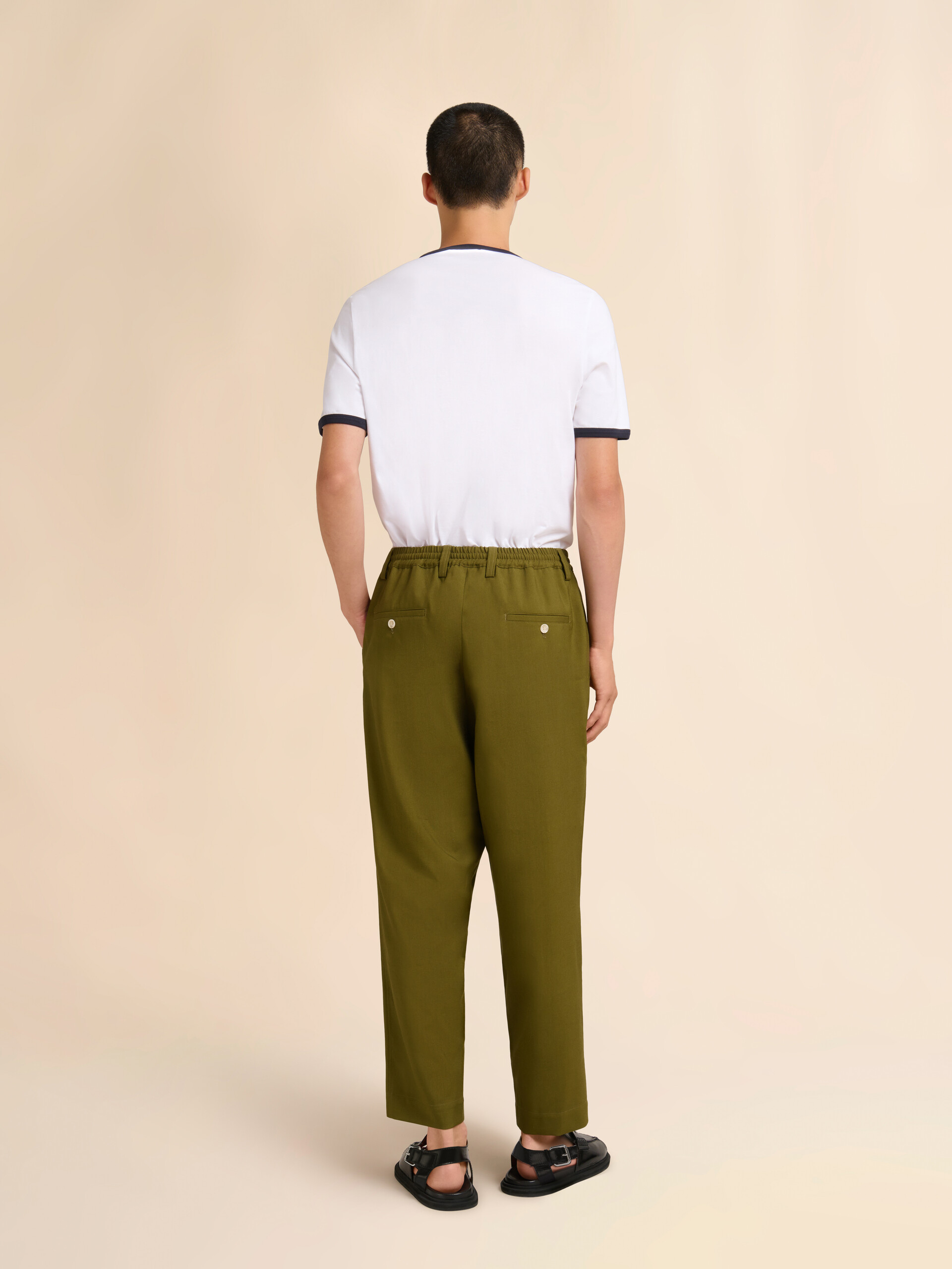 グリーン トロピカルウール製ルーズパンツ - パンツ - Image 3