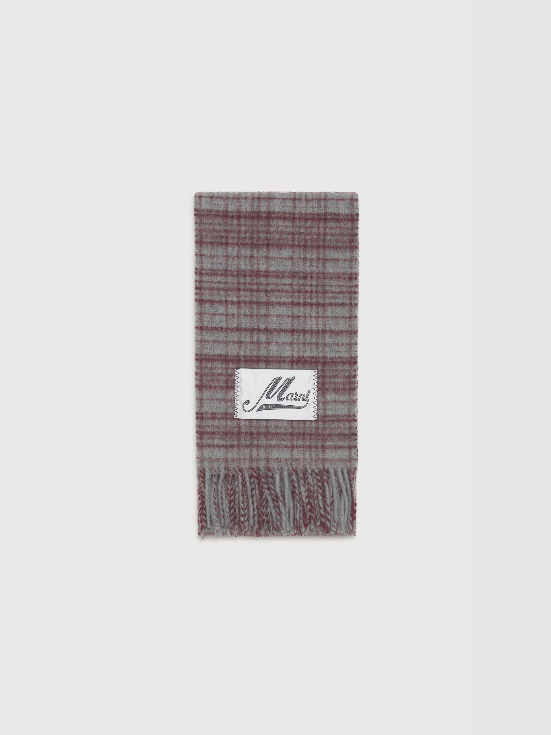 Red checked wool-mohair scarf - Scarves - Image 1
