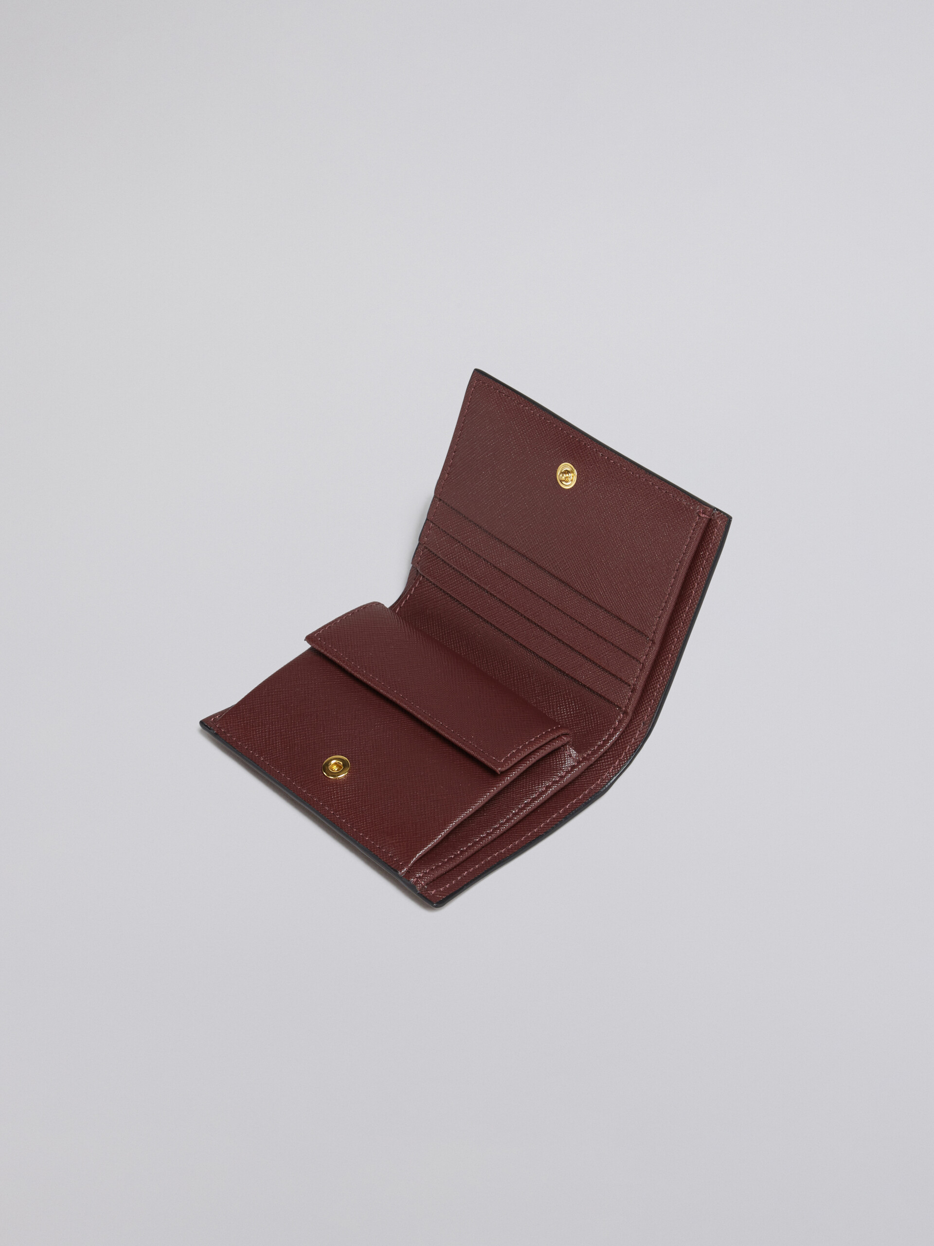 Einfarbige, zweiteilige Geldbörse aus Saffiano-Kalbsleder - Brieftaschen - Image 4