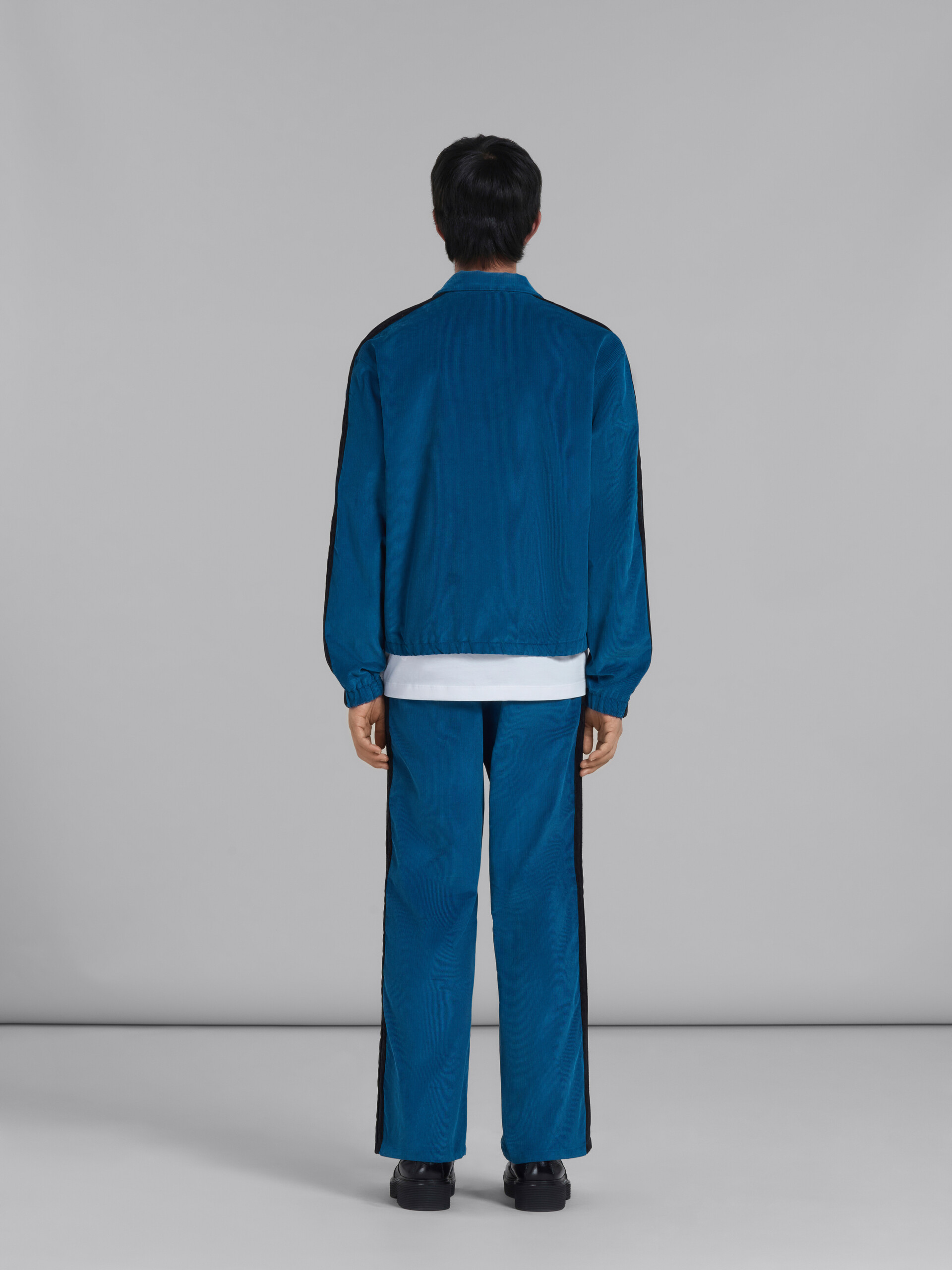 Blue corduroy jacket with side bands - Jackets - Image 3
