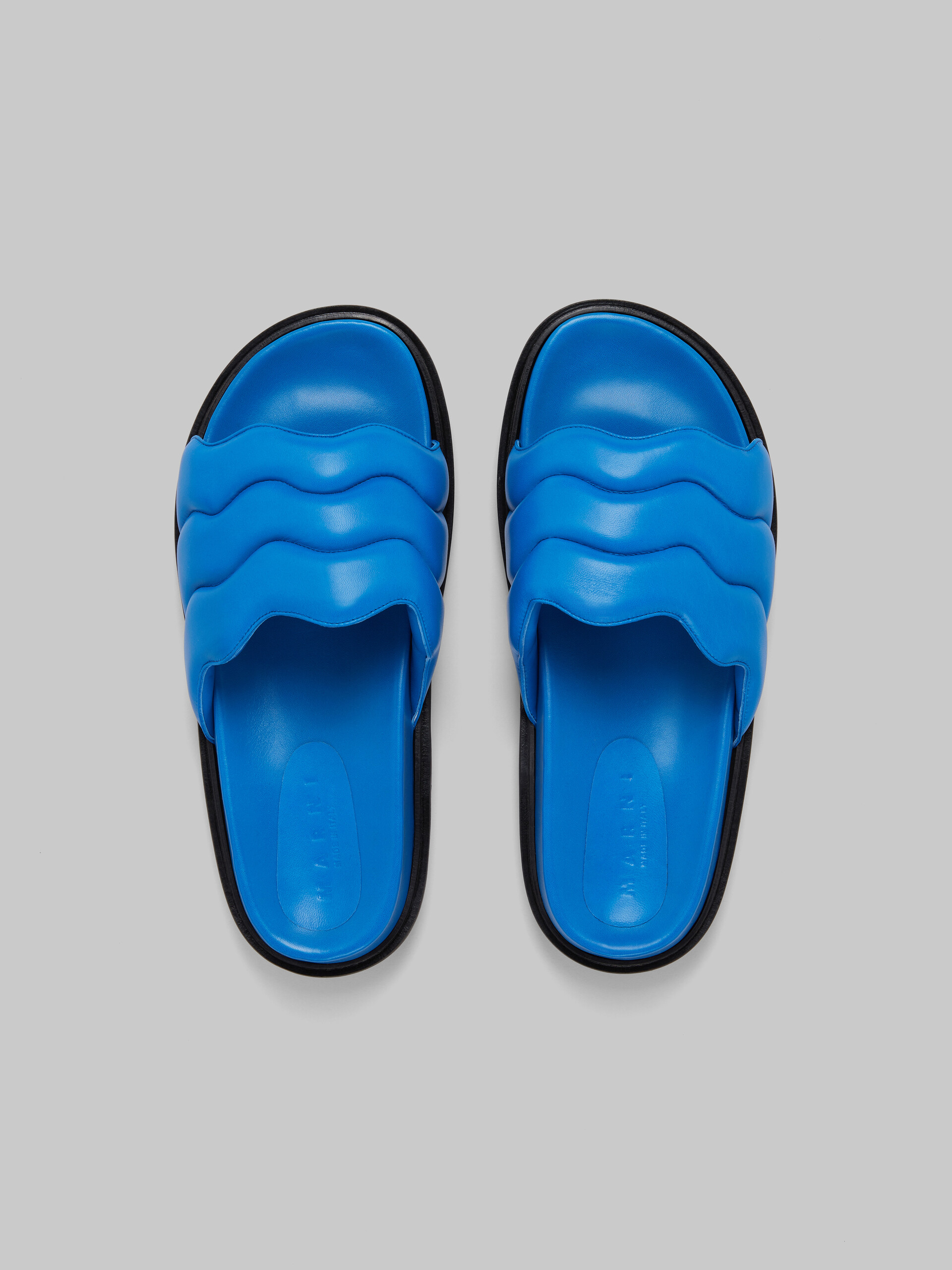 Blue wavy leather slide sandal - Sandals - Image 4