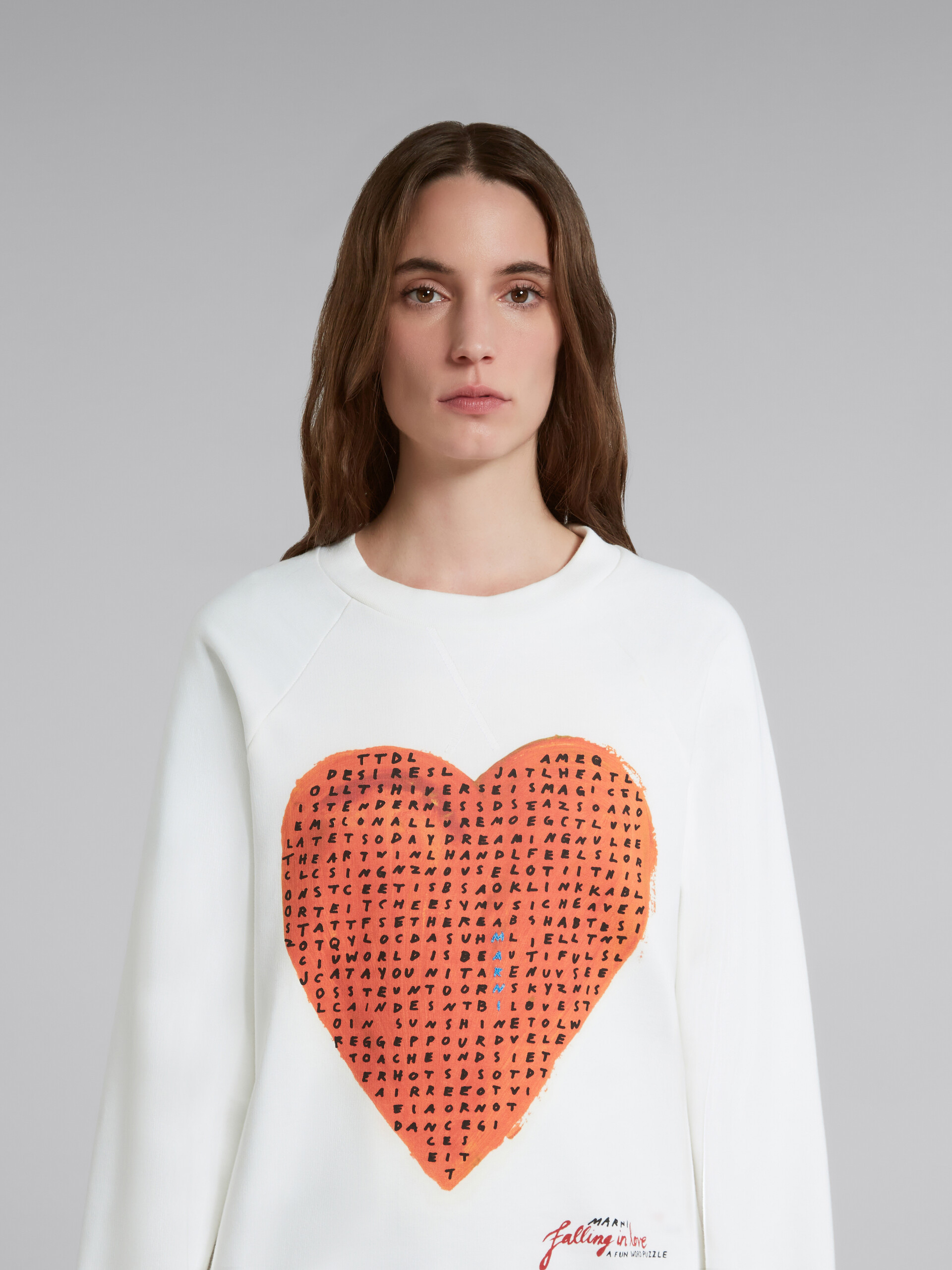 White sweatshirt with wordsearch heart print - Sweaters - Image 4
