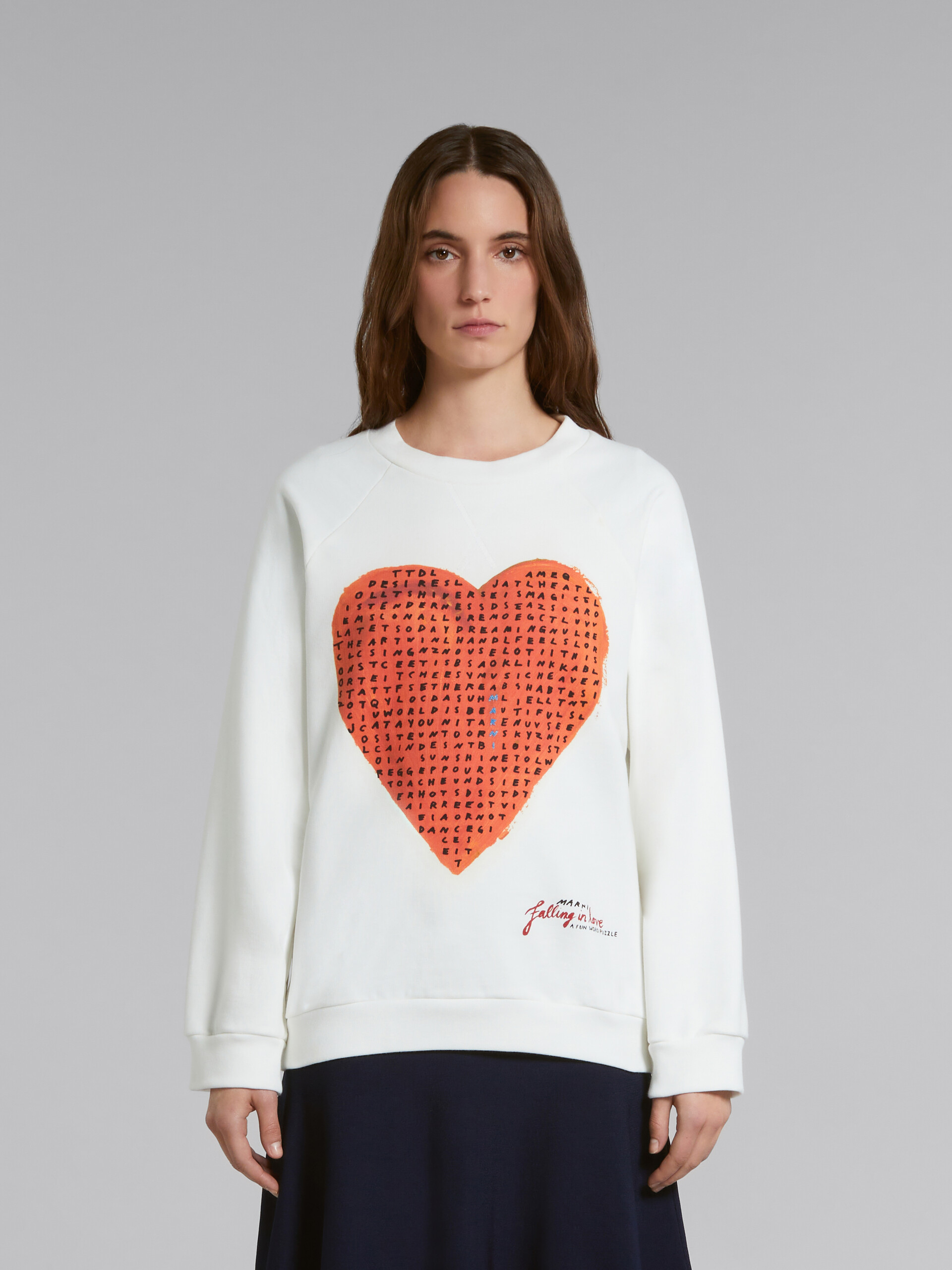 White sweatshirt with wordsearch heart print - Sweaters - Image 2