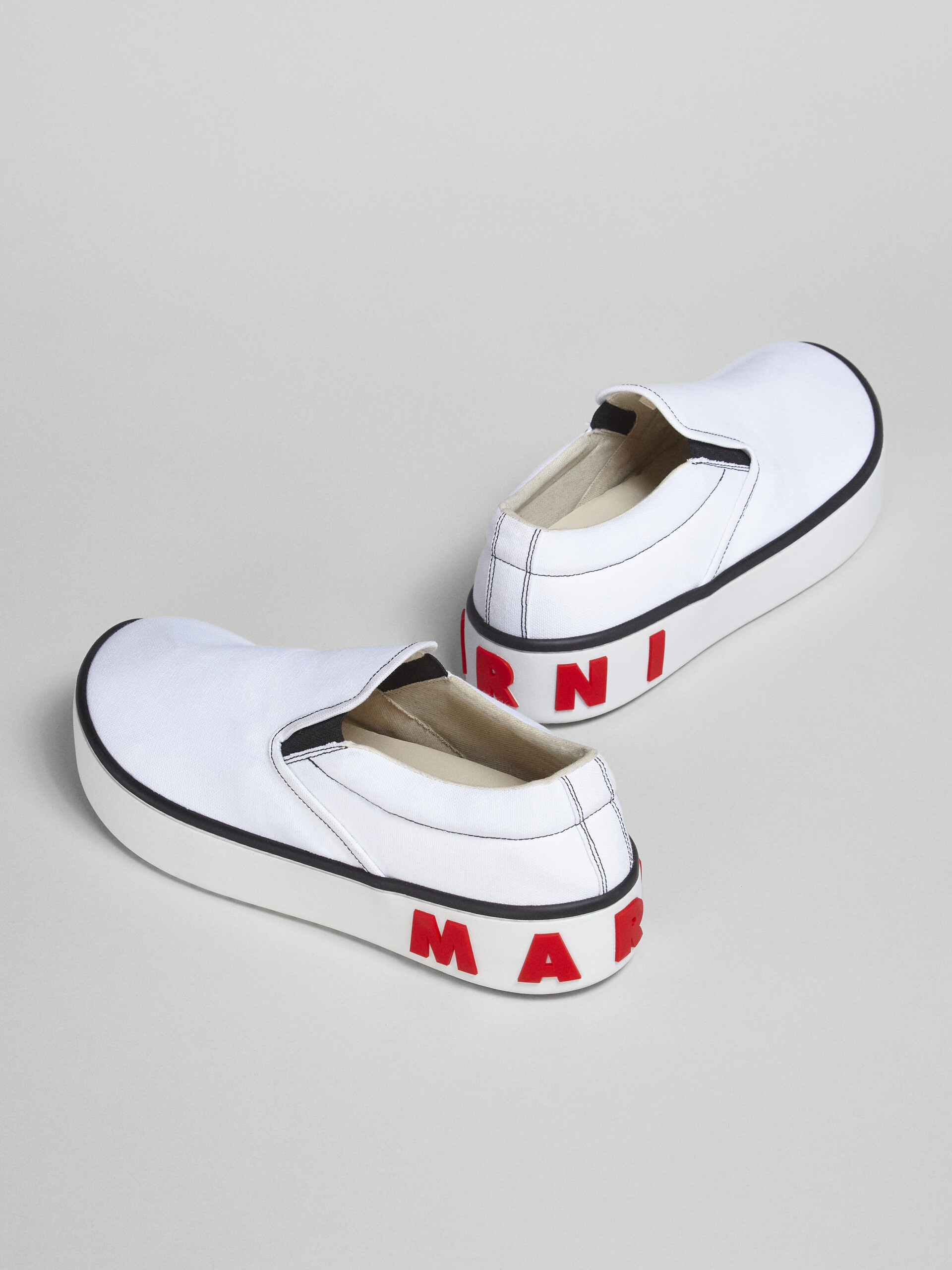 White leather slip-on sneaker with maxi logo - Sneakers - Image 4