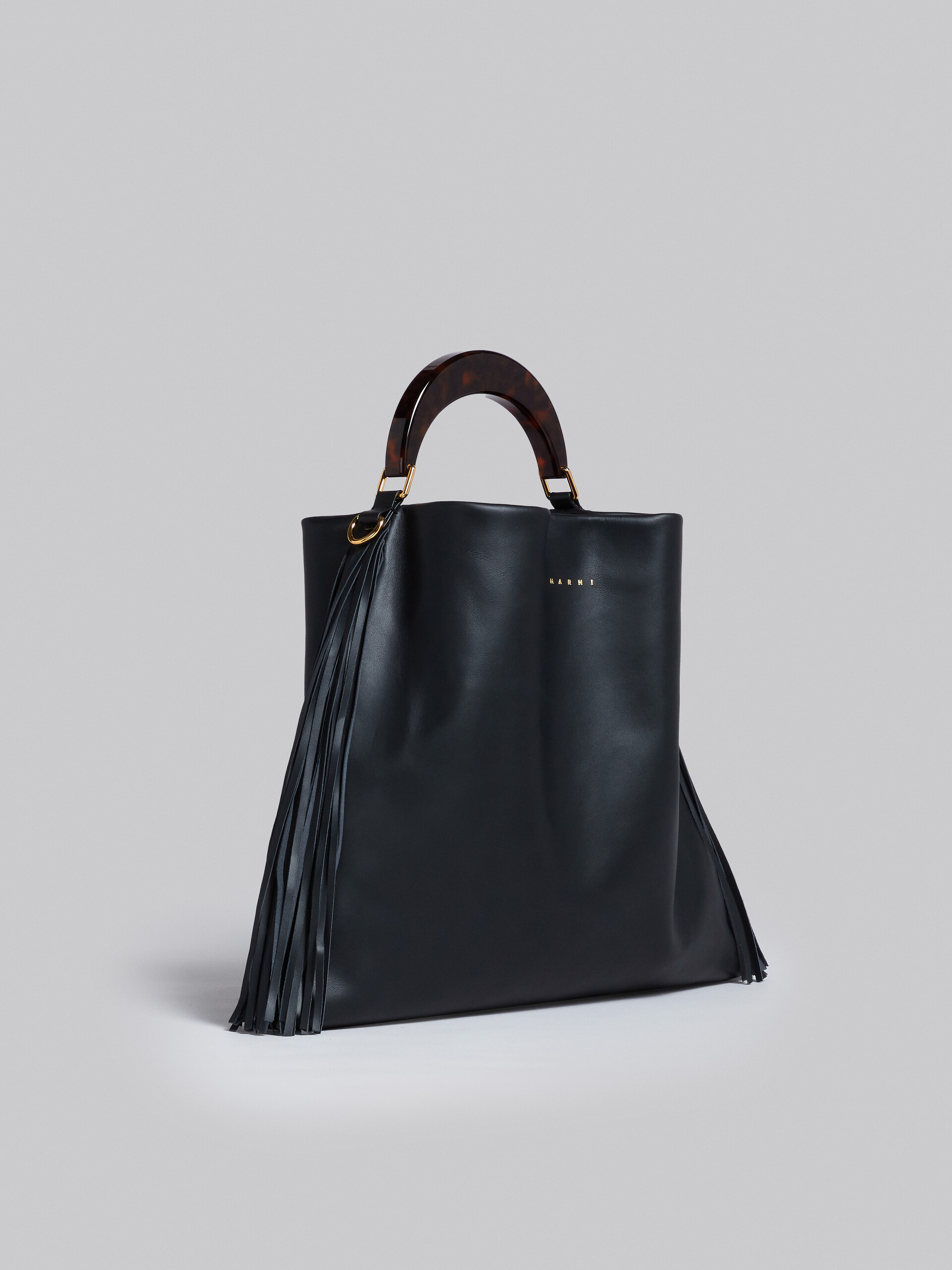 Venice Medium Bag in black leather with fringes - Shoulder Bag - Image 5