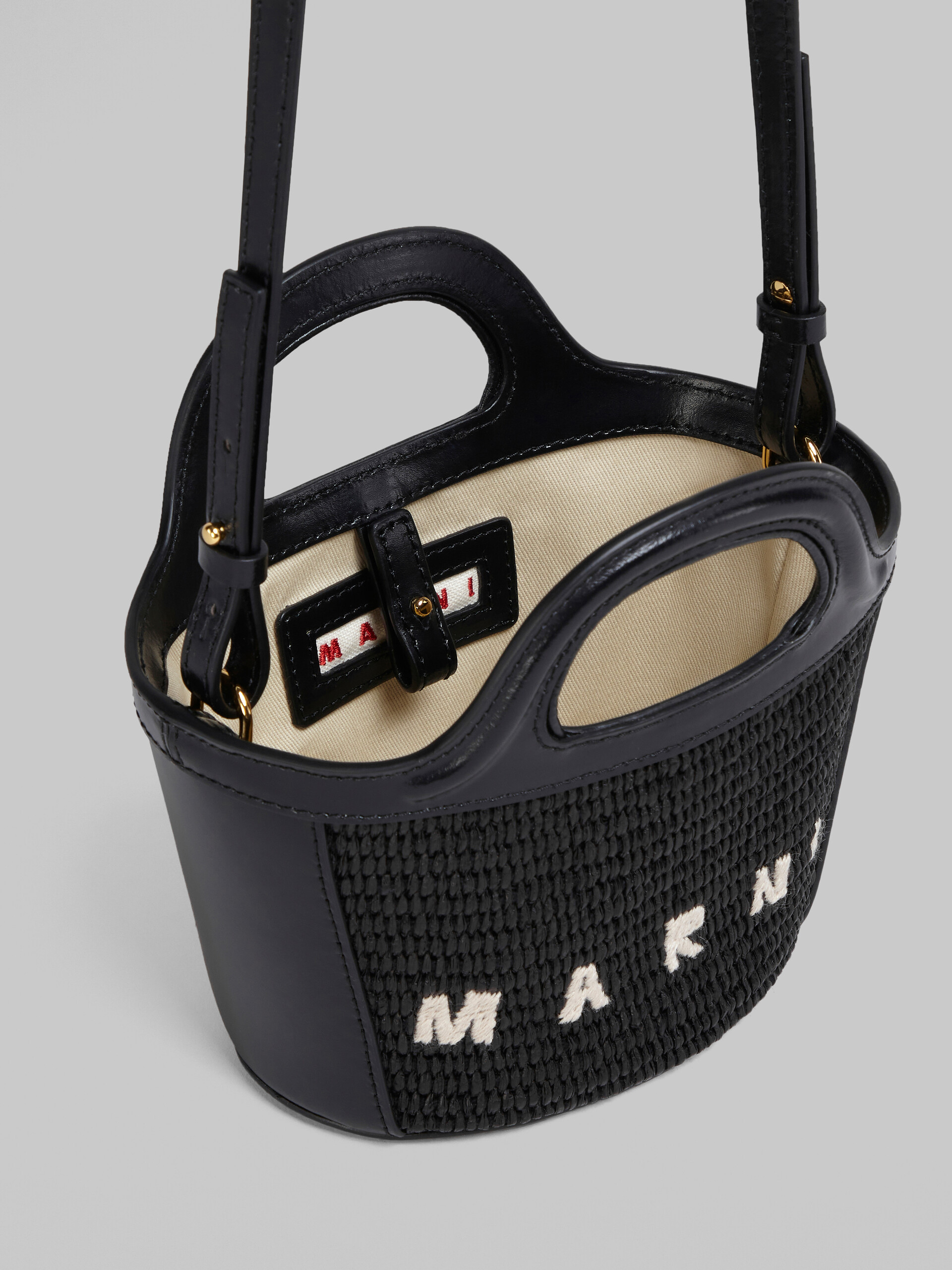 TROPICALIA micro bag in black leather and raffia - Handbags - Image 4